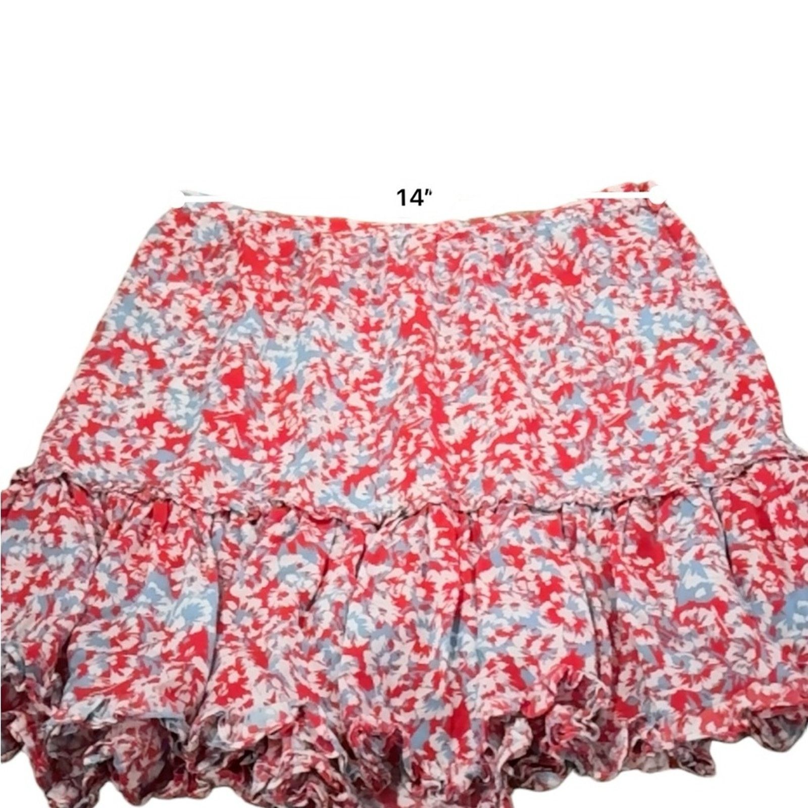 Other Paloma Blue Alexa 100% Silk Floral Tiered Mini Skirt Size 28" / US 6 / IT 42 - 6 Thumbnail