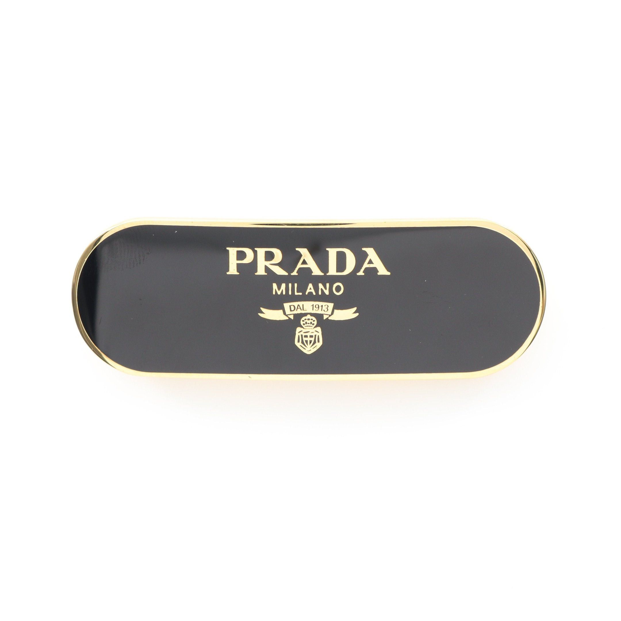 Prada Prada Hair Clip Gp Gold Black Logo Size ONE SIZE - 1 Thumbnail
