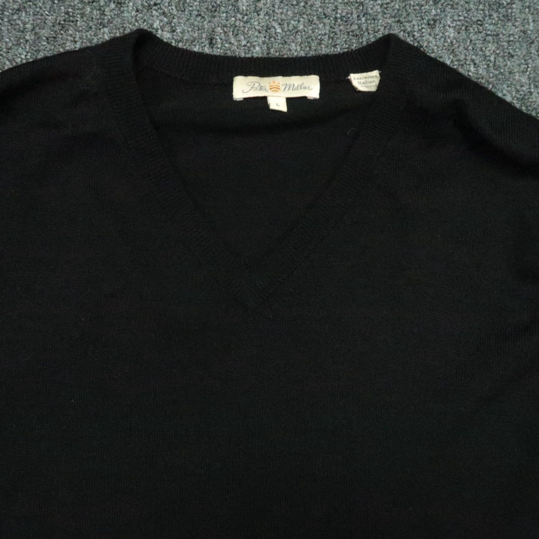 Peter Millar Vest Men L Black Wool Knit V-Neck Pullover Sweater
