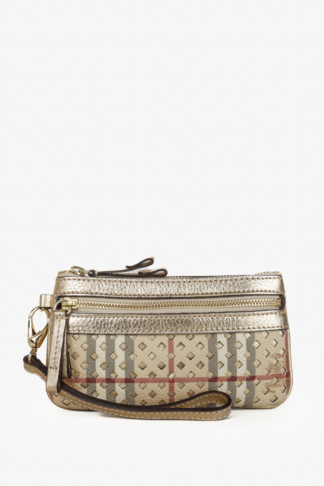 Burberry Burberry Check Laser Cut Gold Wristlet Size ONE SIZE - 1 Thumbnail