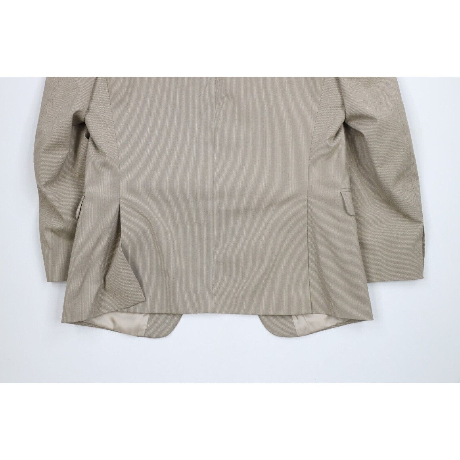 Calvin Klein Calvin Klein Pinstripe 2 Piece Suit Wedding Khaki Tan Size 36S - 9 Thumbnail