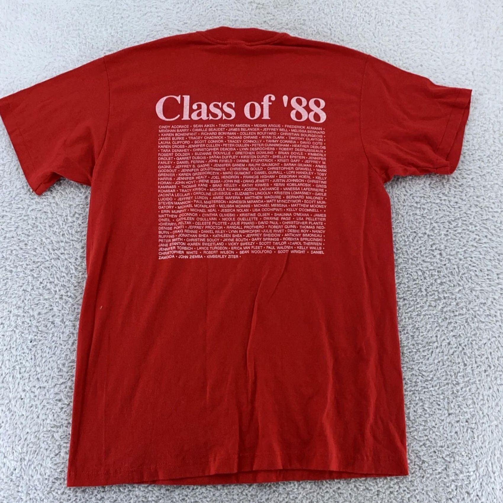 Vintage VINTAGE Trinity High School Class of 1988 T-Shirt Mens M Red Cow Mascot USA 80s Graphic Print Crew Neck Short Sleeve Size US M / EU 48-50 / 2 - 4 Thumbnail