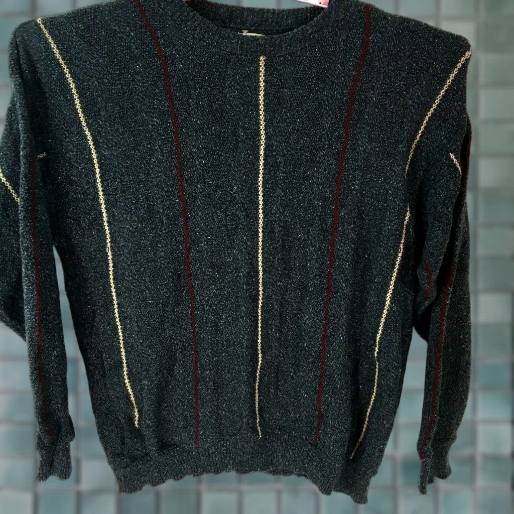 Chimala Himalaya Mens Sweater Shirt Pullover Knitted Gray Striped Winter 2X Crew Neck Casual Vintage? Size US XXL / EU 58 / 5 - 1 Thumbnail