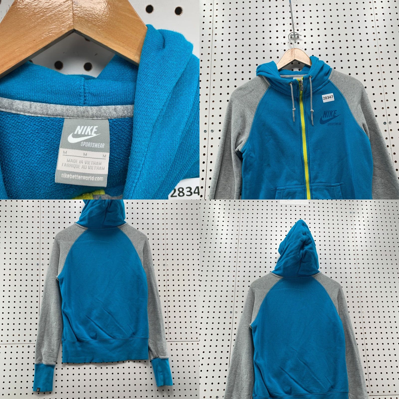Nike VINTAGE Nike Sportwear Hoodie Full Zip Sweatshirt Blue Womens Medium Size M / US 6-8 / IT 42-44 - 8 Thumbnail