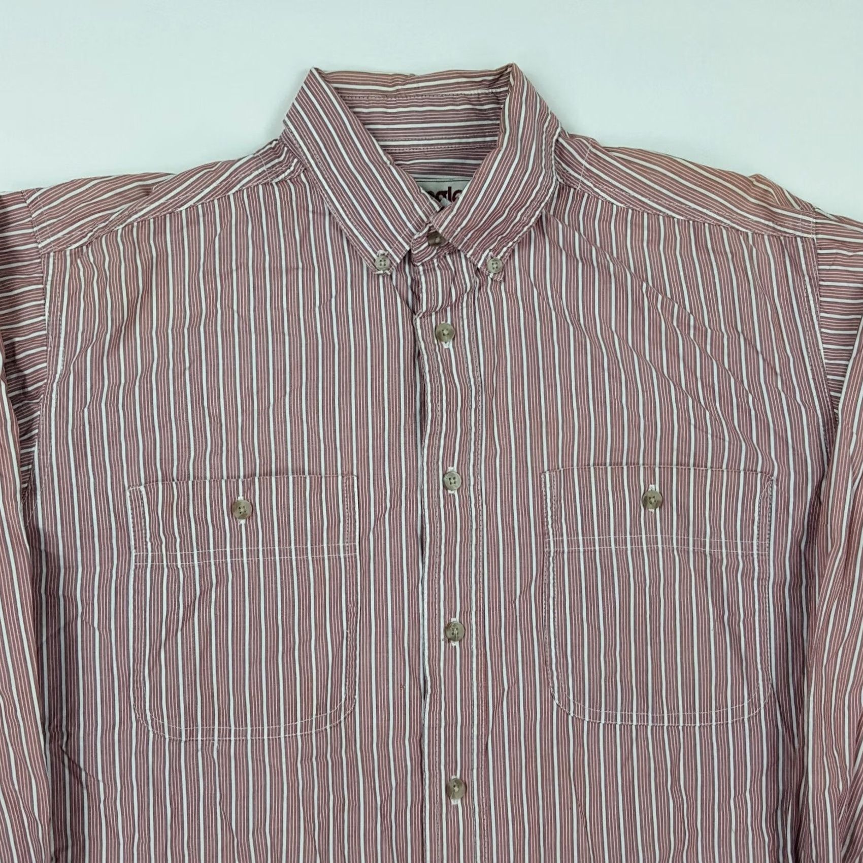 Wrangler VINTAGE Wrangler Striped Long Sleeve Men's L Button Up Dress Shirt Work Western Size 42R - 2 Thumbnail