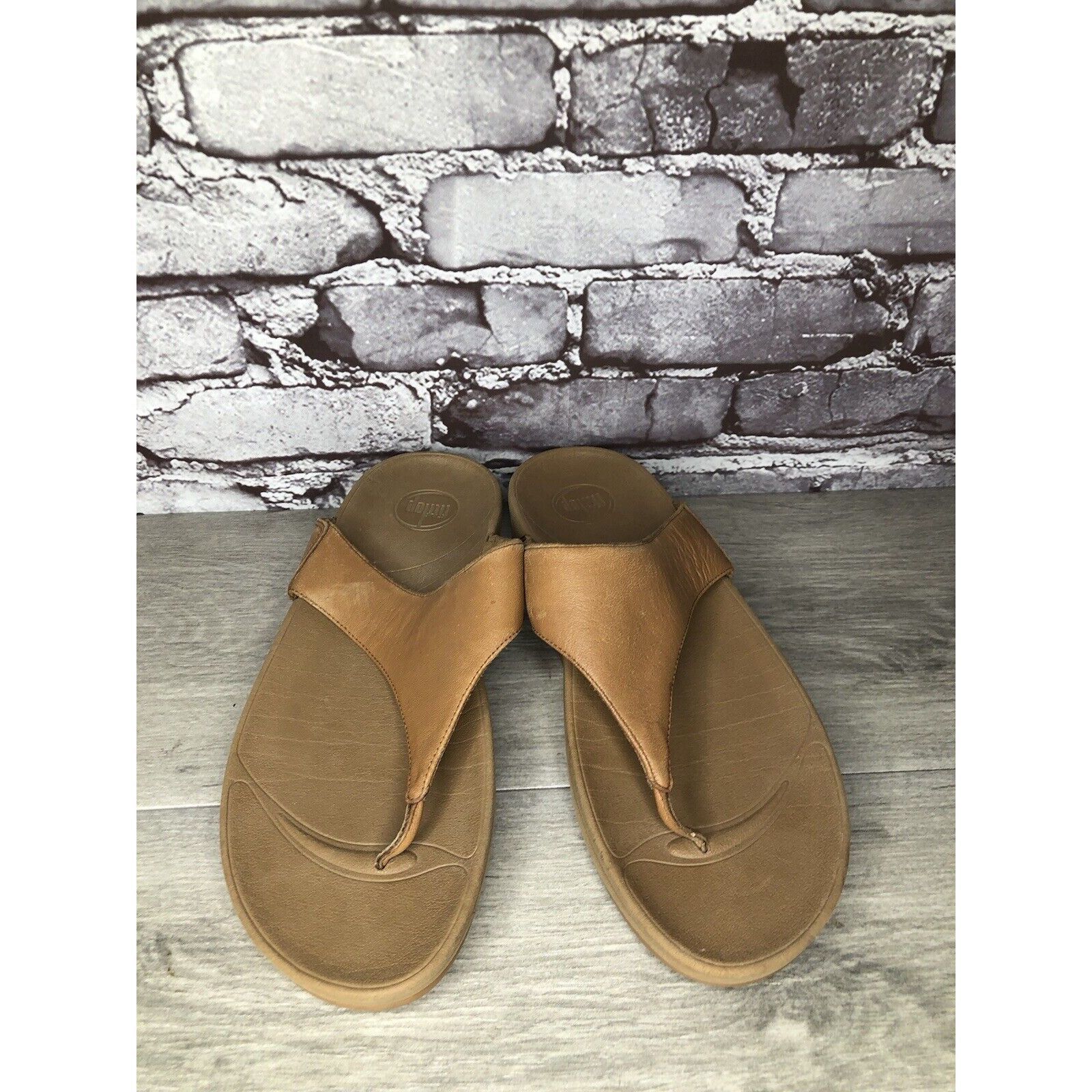 Other Fitflop Camel Tan Leather Flip Flop Wobble Board Sandals Wom Size US 10 / IT 40 - 2 Thumbnail