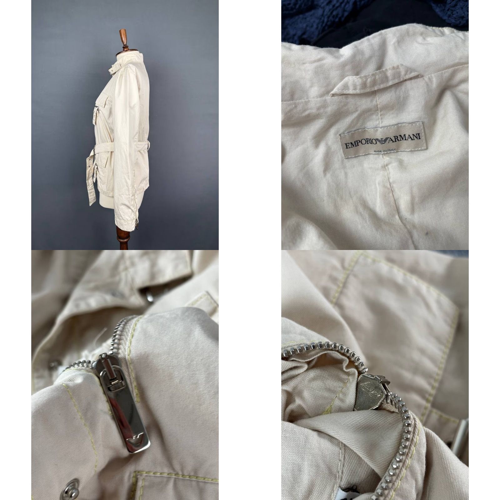 Emporio Armani Emporio Armani Womens Jacket White Cotton Long Sleeve Windbreaker Belt Size ONE SIZE - 8 Thumbnail