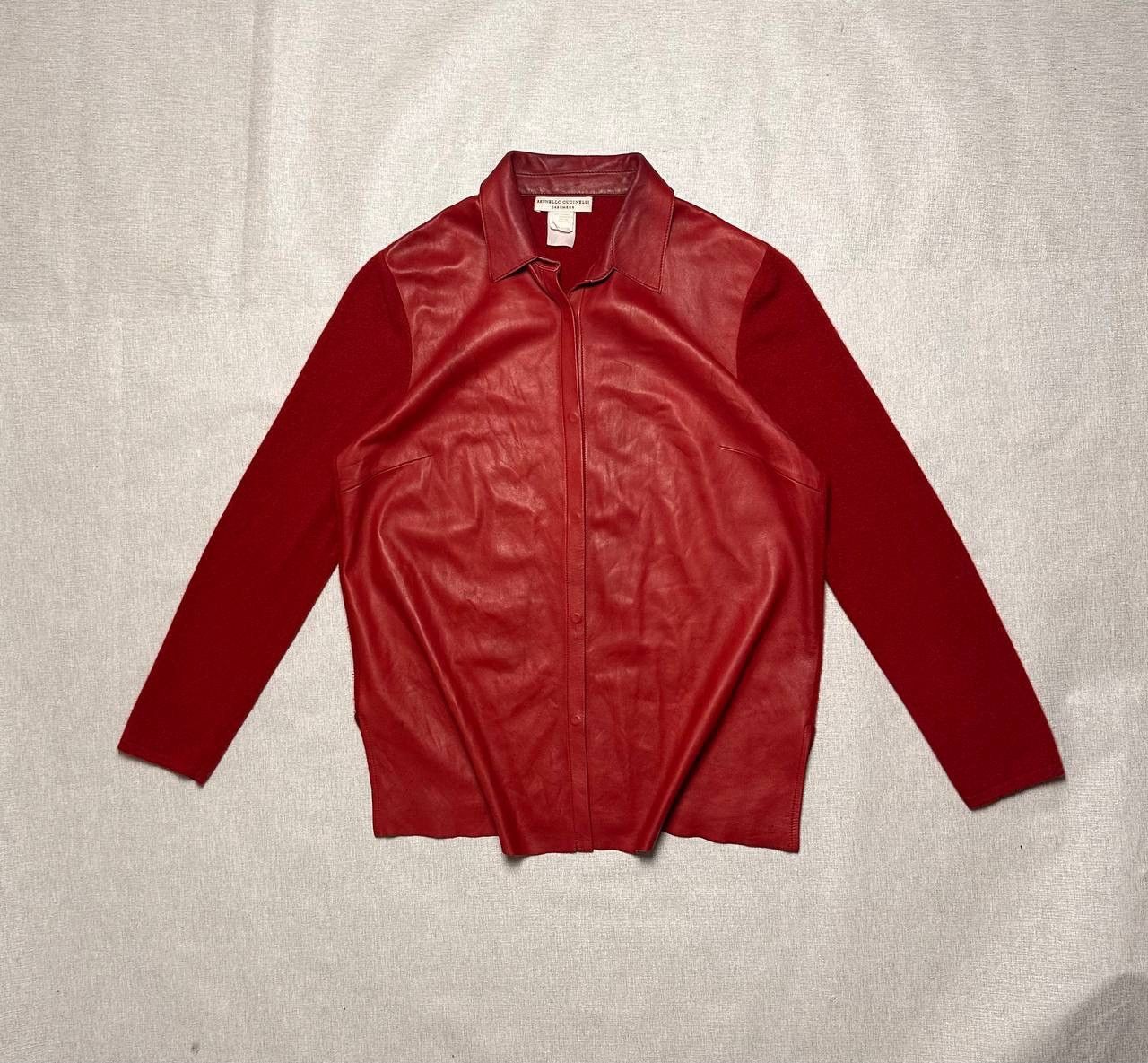 Brunello Cucinelli Brunello Cucinelli Red Leather & Cashmere Overshirt Vintage Size M / US 6-8 / IT 42-44 - 1 Thumbnail