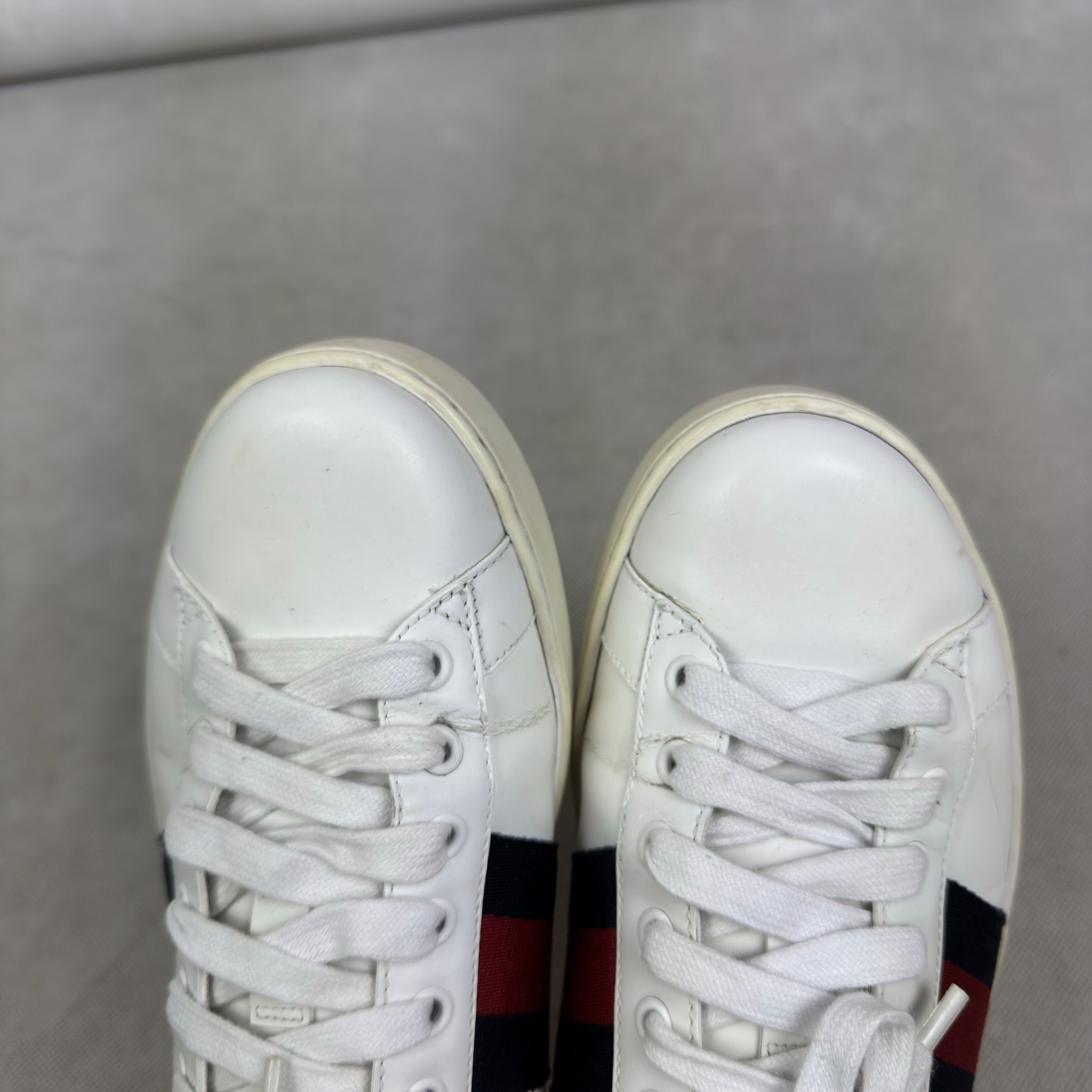 Gucci Gucci Ace Men's White Leather Round Toe Casual Lace Up Shoes Size US 6 / EU 39 - 3 Thumbnail