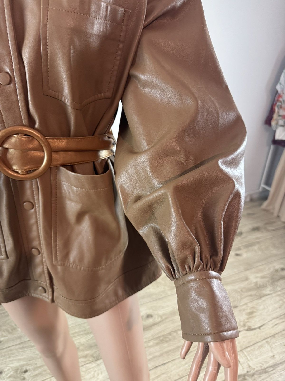 Samsoe Samsoe Camel Vestine soft faux leather Jacket with belt Size XL / US 12-14 / IT 48-50 - 3 Thumbnail