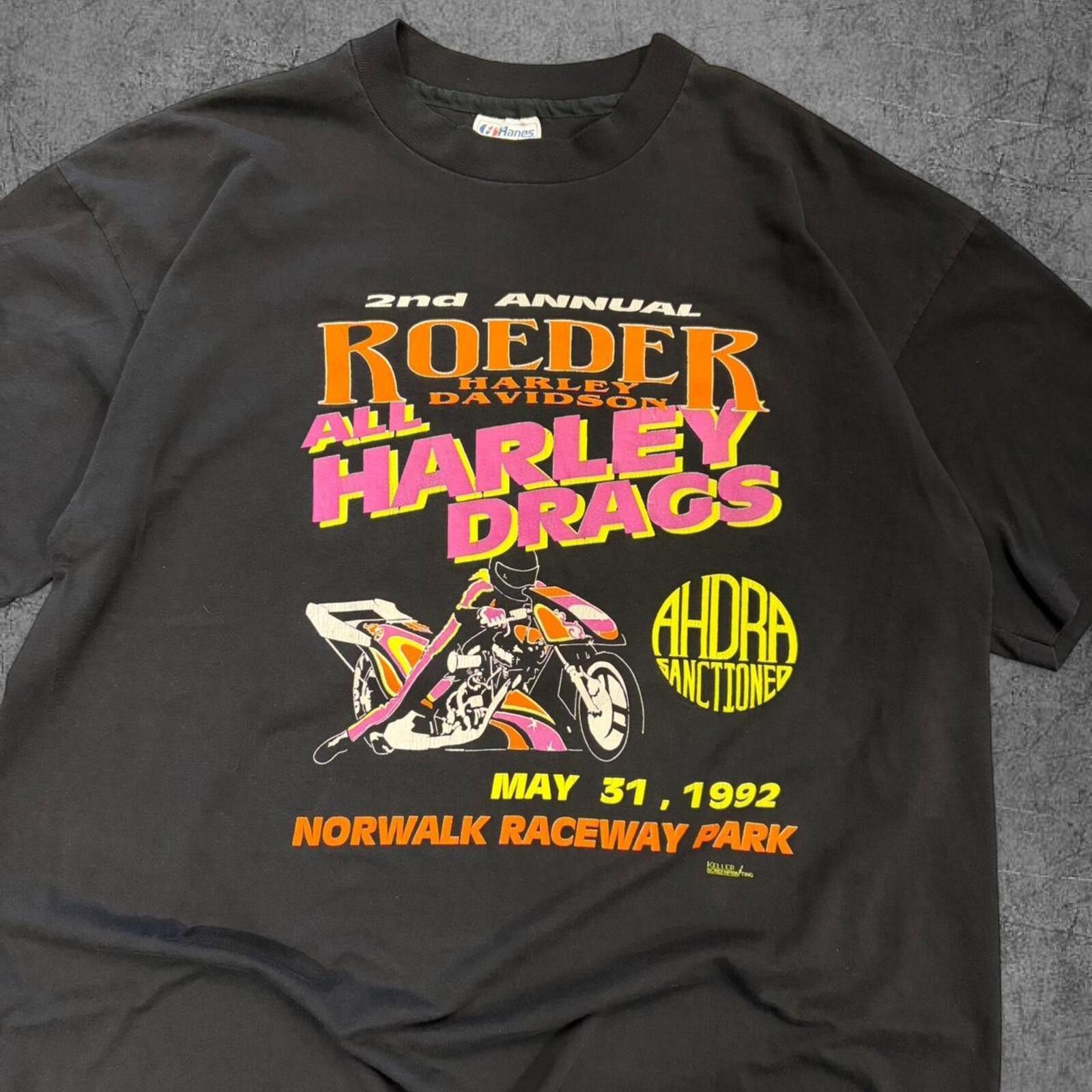 Harley Davidson Vintage 1992 Harley Davidson Roeder Raceway Tee Size US XL / EU 56 / 4 - 4 Thumbnail