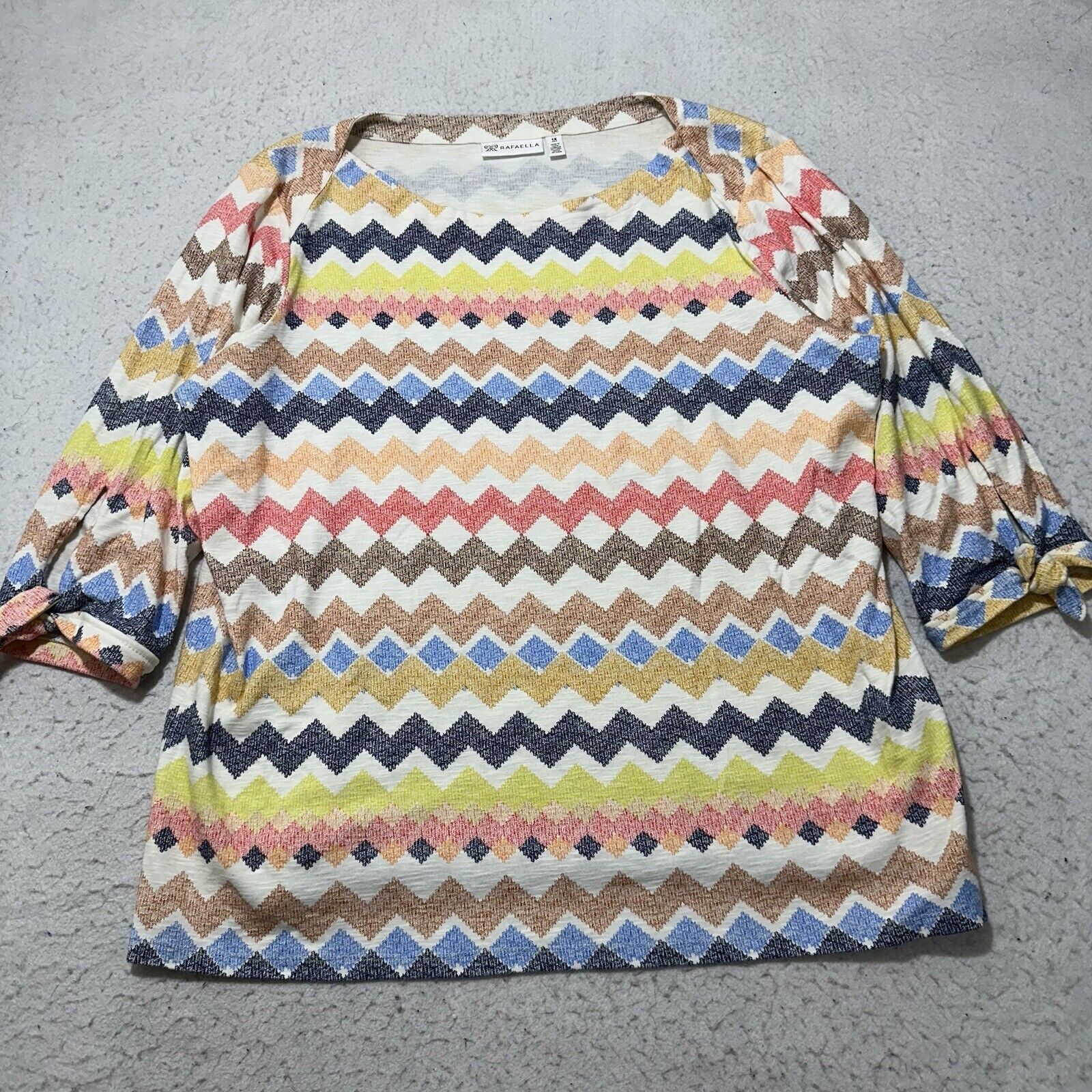 Other Rafaella 1X Chevron Striped Lightweight Sweater Knit Top Size XL / US 12-14 / IT 48-50 - 1 Thumbnail