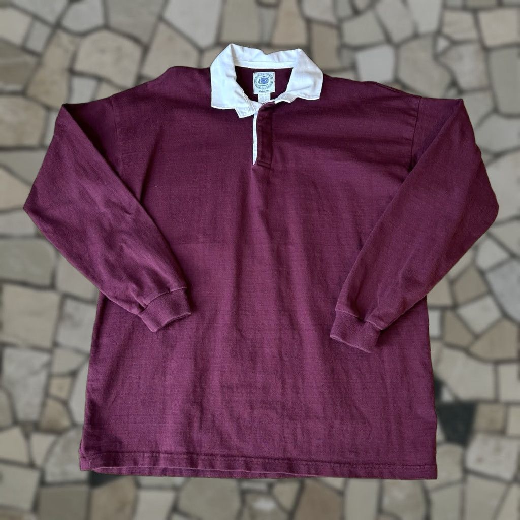 VINTAGE J. Press Rugby Polo Shirt Long Sleeve Men’s XL USA Made Maroon Solid Polo Shirt Rugby Mens XL USA Made