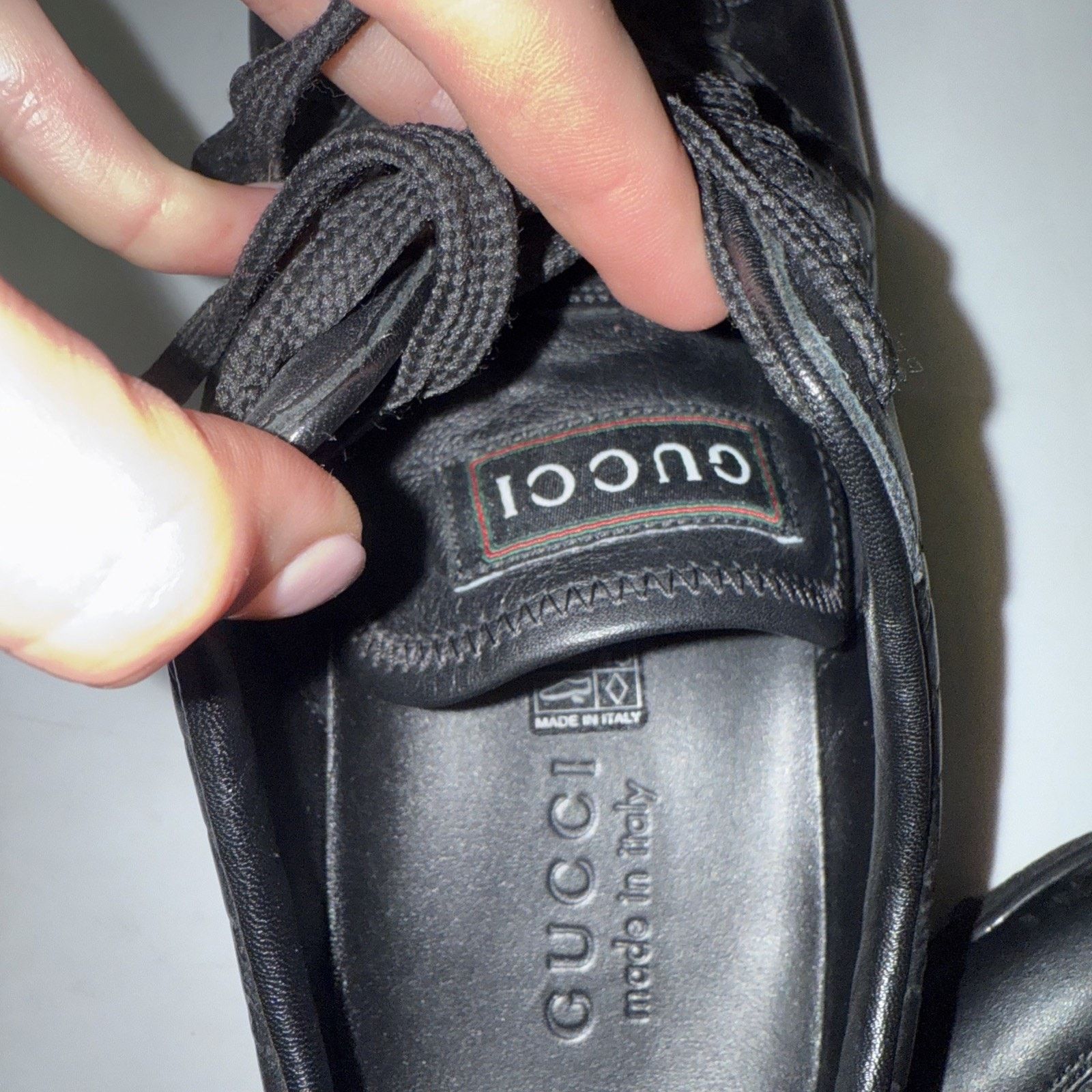 Gucci Authentic Gucci Men's Black Leather Web Sneakers Size 9.5 US Size US 9.5 / EU 42-43 - 9 Thumbnail