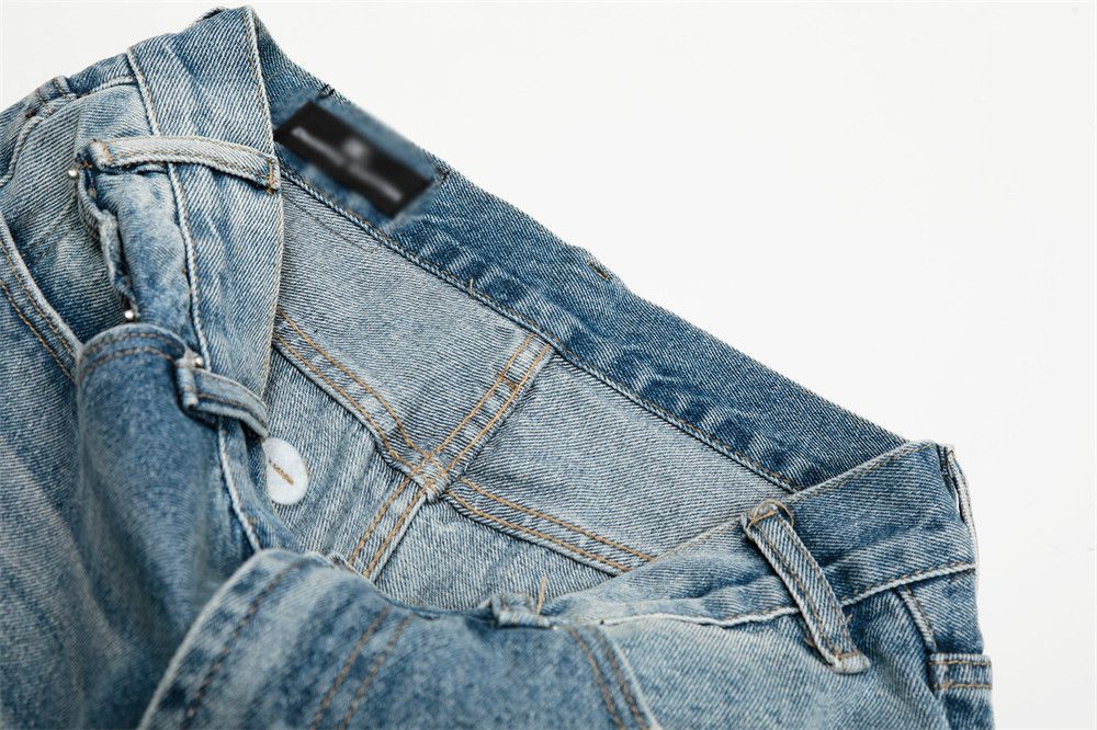 Jean Men's street trend distressed loose gradient washed jeans Size US 32 / EU 48 - 4 Thumbnail