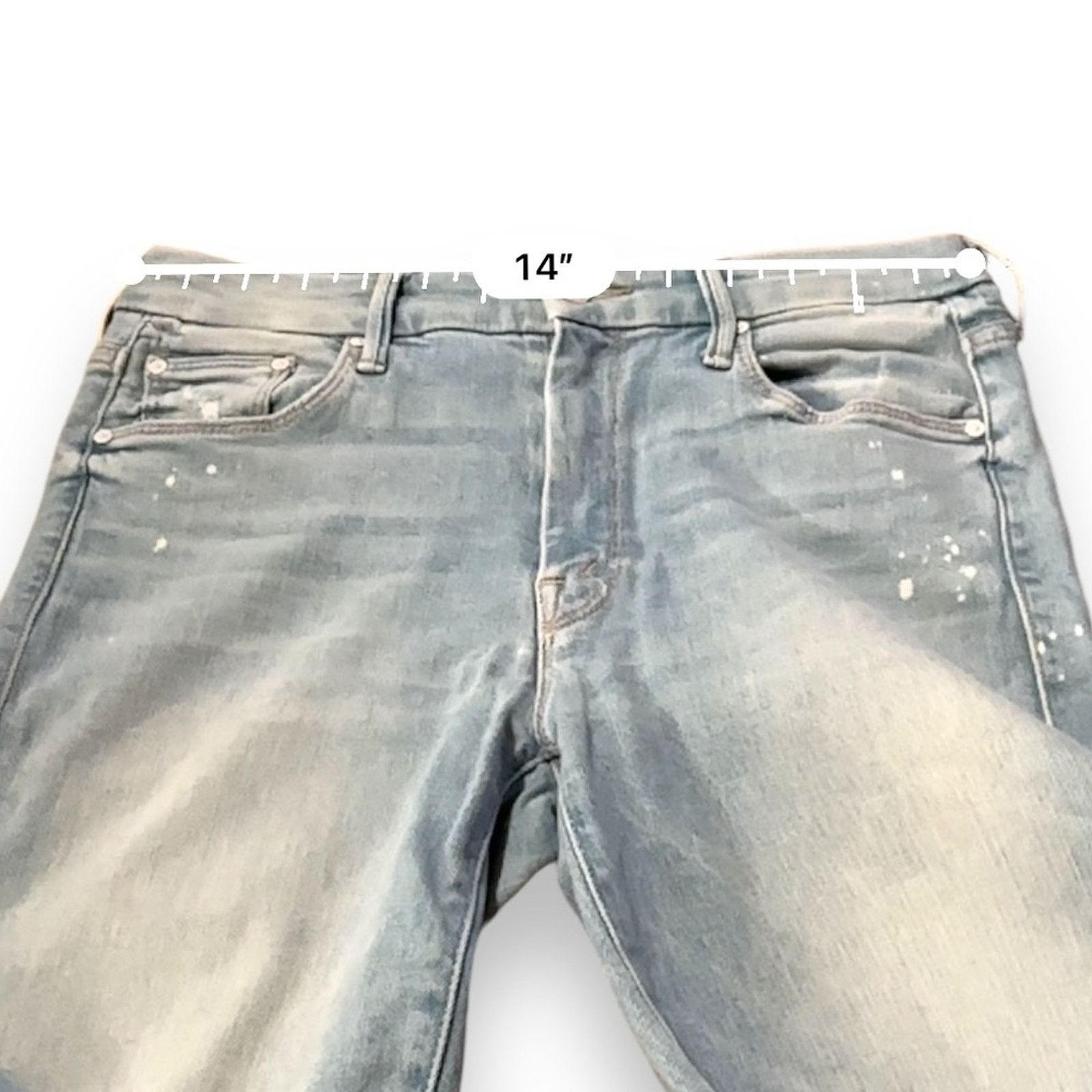 MOTHER Mother The Looker Sacred Slit Ankle Paint Splatter Jeans 27 Size 27" / US 4 / IT 40 - 13 Thumbnail