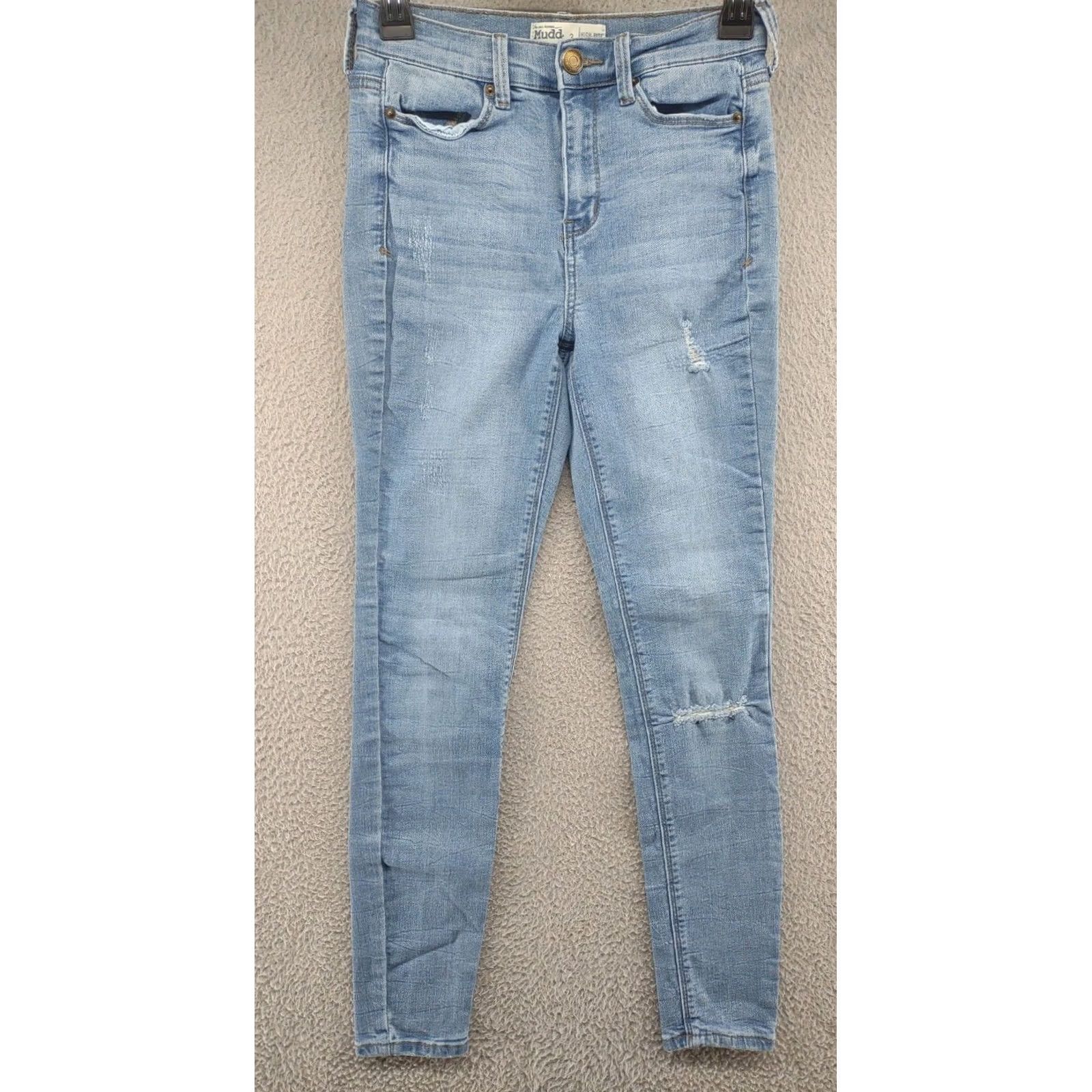Vintage Mudd Women's Distressed High Rise Ankle Jeggings FLX Stretch Jeans SZ 3 Skinny Stretch Blue Denim 5-Pocket Womens Jegging Jeans Size 26" / US 2 / IT 38 - 2 Thumbnail