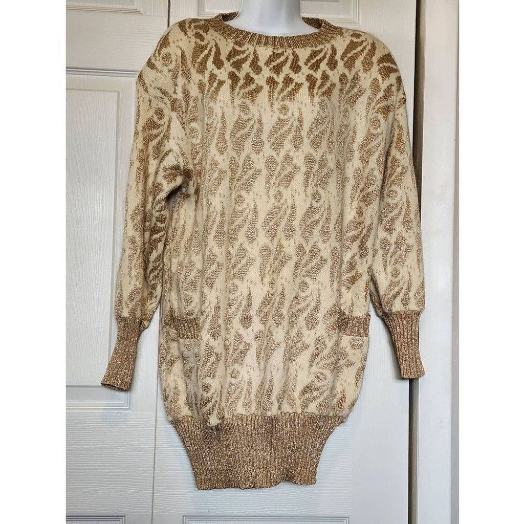 Other Marisa Christina White and Gold Sweater Size XL / US 12-14 / IT 48-50 - 2 Thumbnail