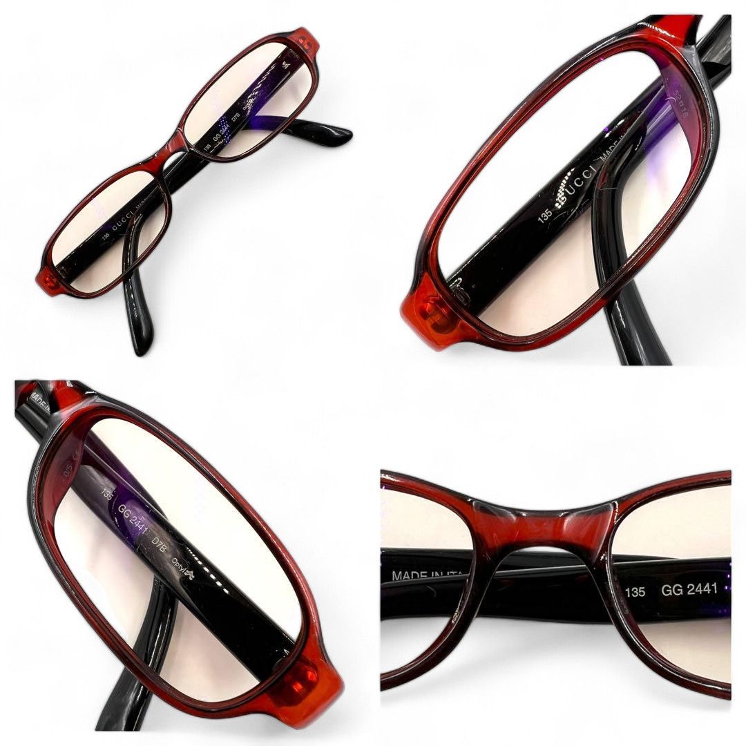 Gucci Gucci - Glasses Side Logo Monogram Retro Red Full Rim Size ONE SIZE - 7 Thumbnail