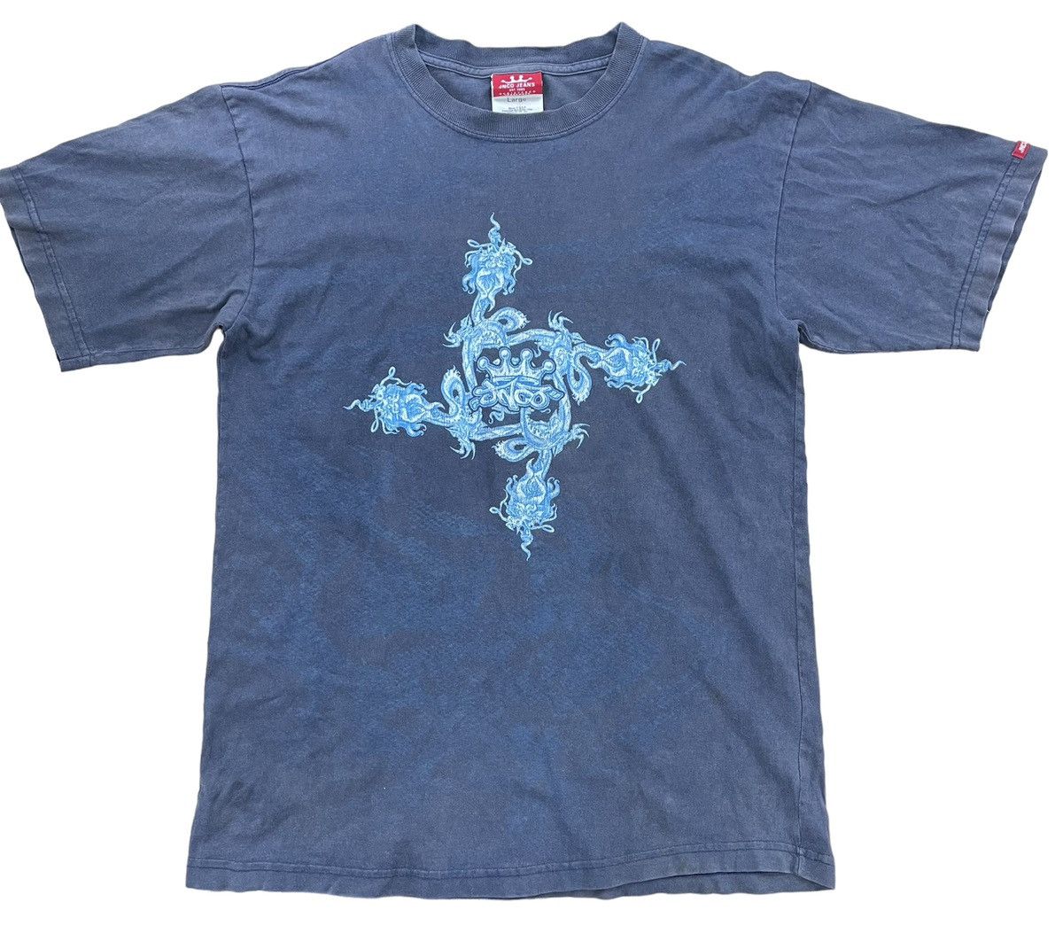 image of Jnco T Shirt All Over Print Dragon in Blue/Black, Men's (Size Large)