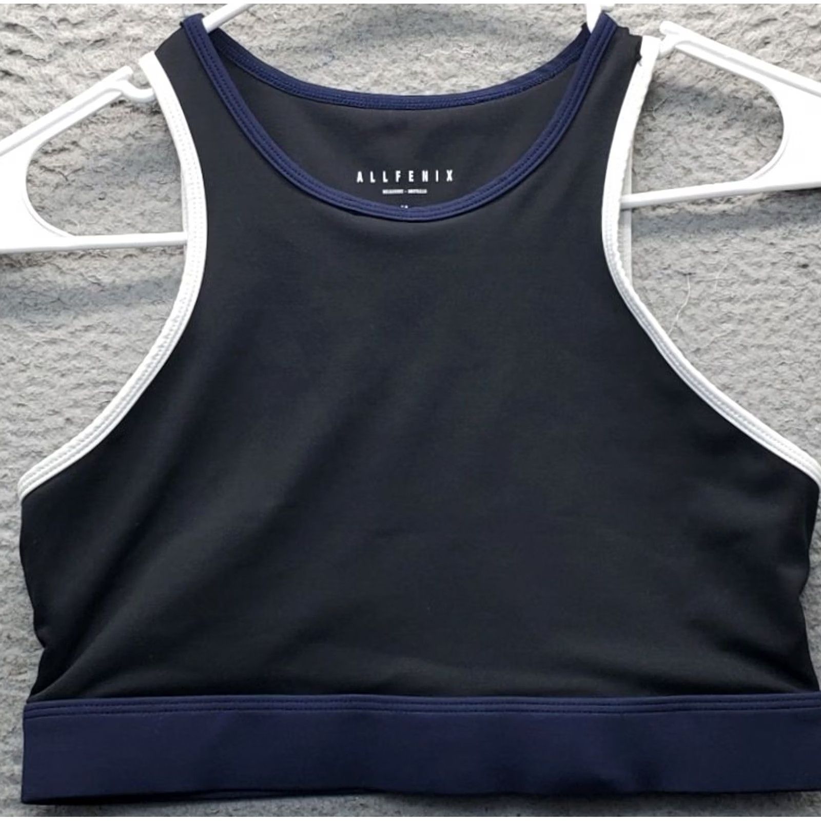 Vintage AllFenix Sports Bra Womens Size M Black Stretch Athletic Gym Training Round Neck Size ONE SIZE - 2 Thumbnail
