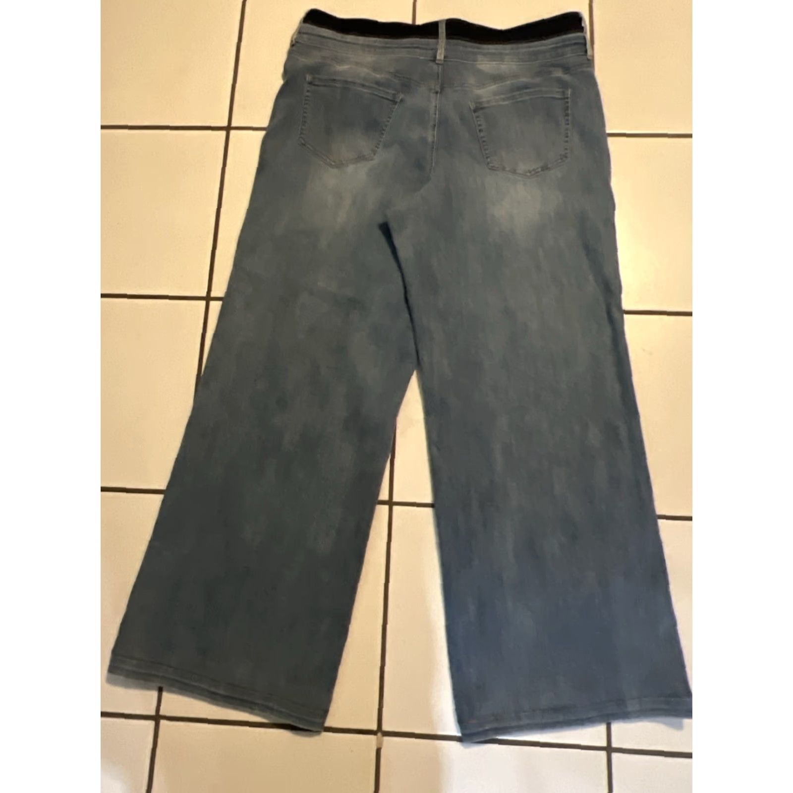 NYDJ VINTAGE NYDJ Jeans Women's Wide Leg High Rise Lift X Tuck Size 16 Blue Stretch Denim Size 38" / US 16 / IT 52 - 2 Thumbnail