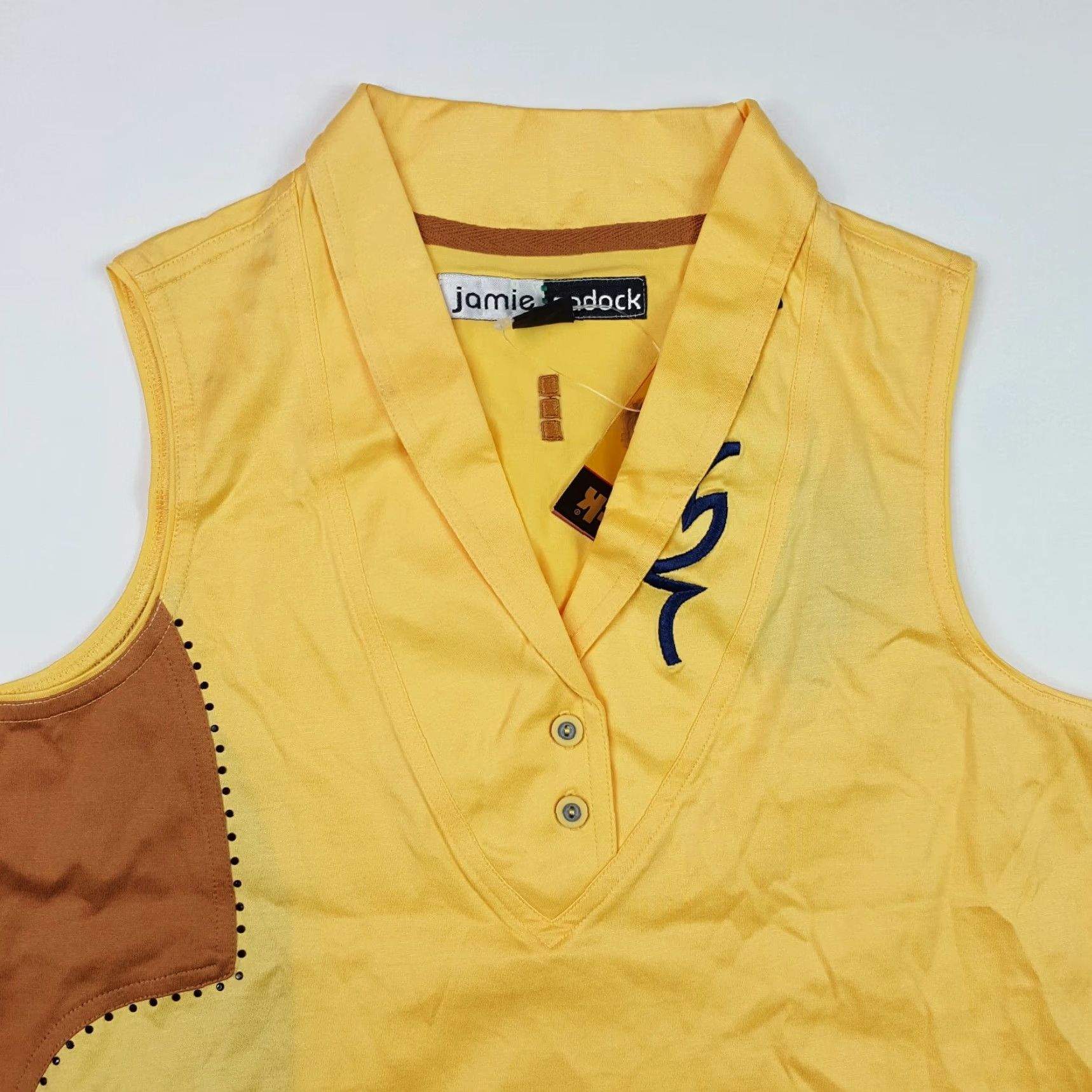 Vintage VINTAGE Jamie Sadock Women's Tank Top Sleeveless Yellow Polo Shirt Western Tennis Shirt Size S / US 4 / IT 40 - 2 Thumbnail