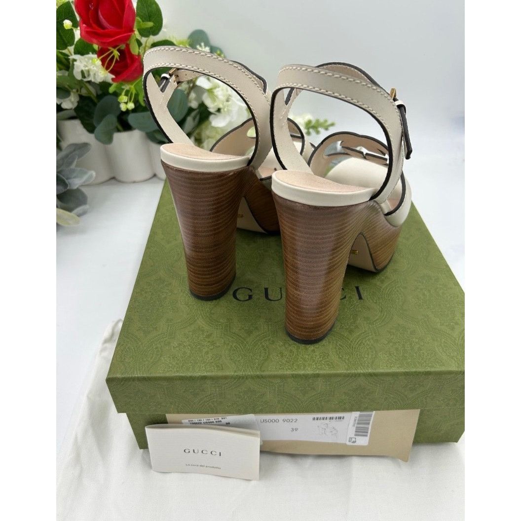 Gucci Gucci interlocking GG leather platform sandals size 39 Size US 9 / IT 39 - 5 Thumbnail