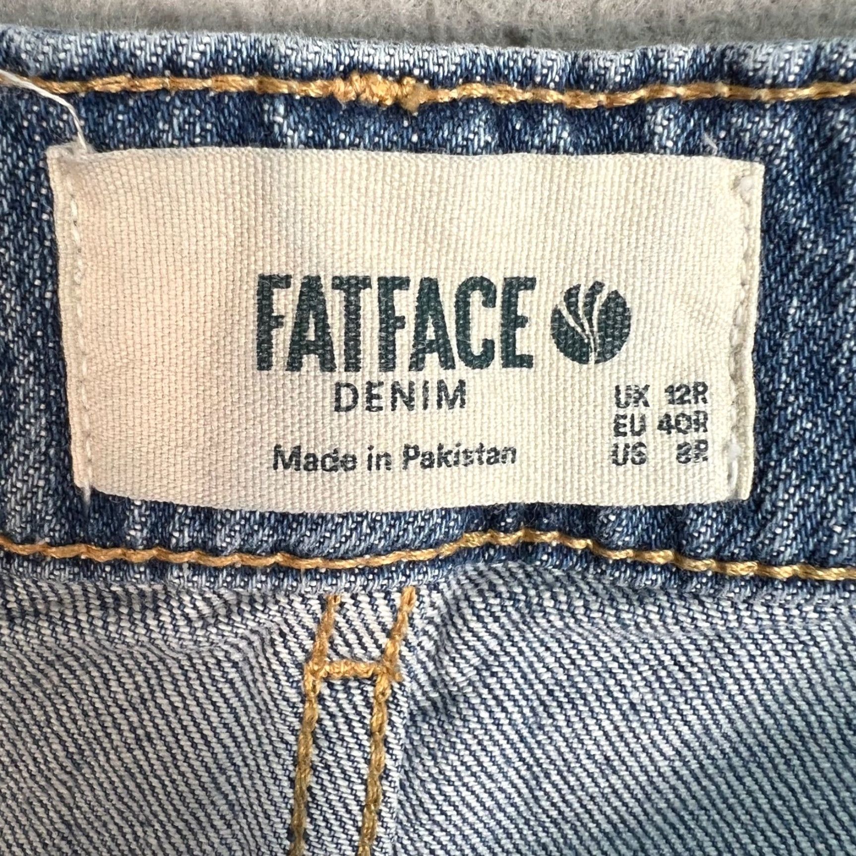 FatFace Fatface Womens Jeans Size 8R Blue Cropped Denim Wide-Leg 5-Pocket Style Regular Rise High Inseam 25 in Cotton Blend Denim Shirt? Size 30" / US 8 / IT 44 - 3 Thumbnail
