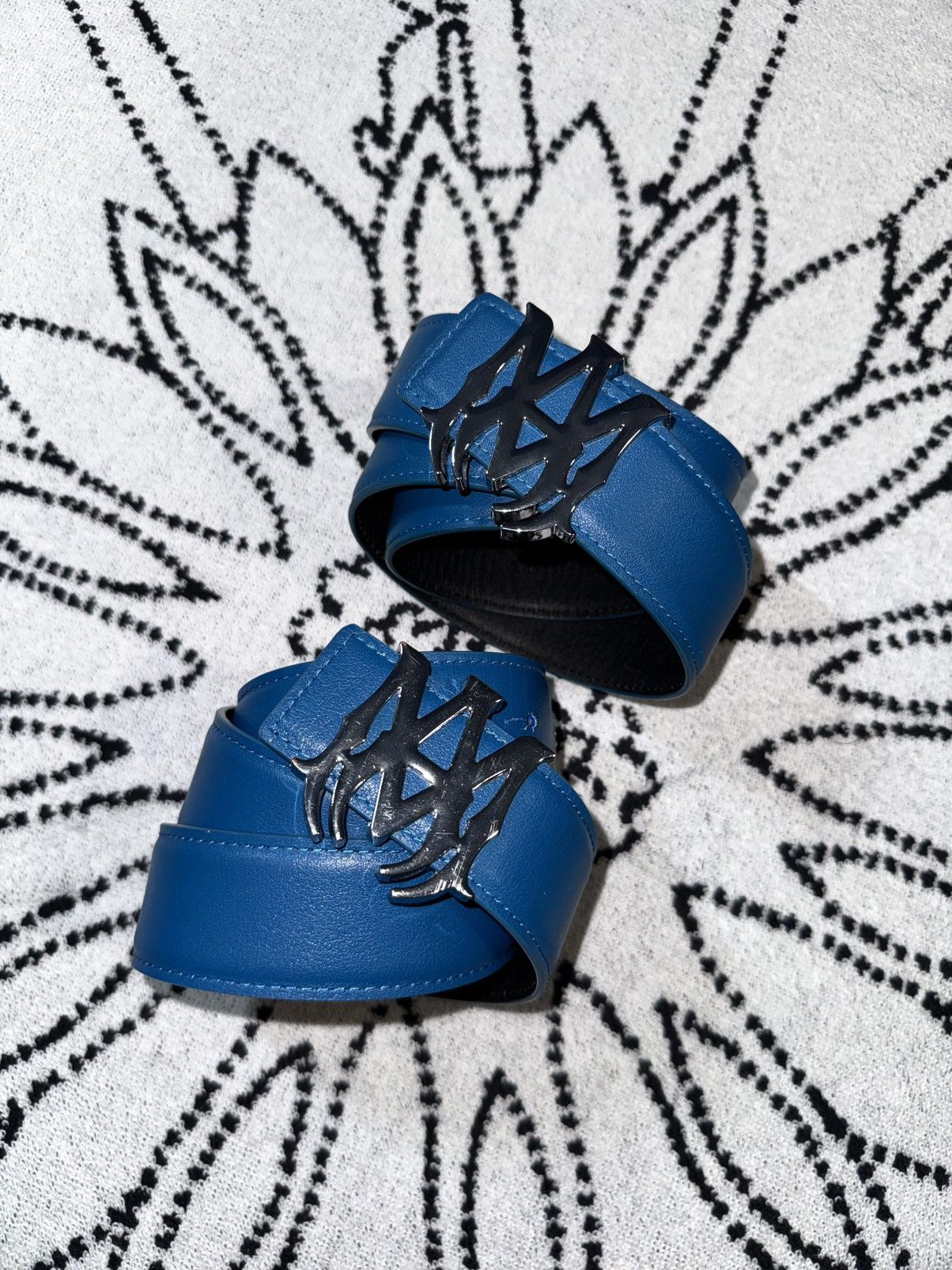 Amiri AMIRI BLUE SILVER MA LOGO LEATHER BELT Size ONE SIZE - 5 Thumbnail