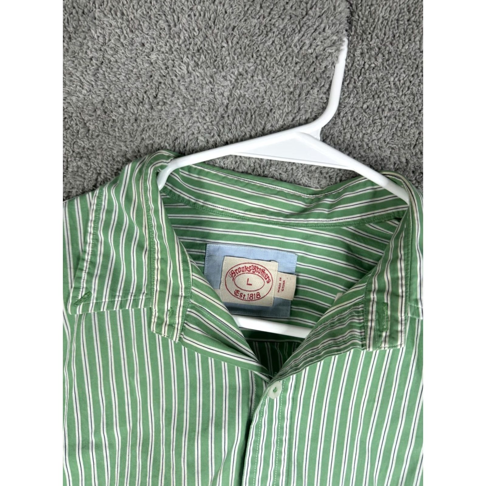 Brooks Brothers Brooks Brothers Shirt Mens Large Green White Stripe Button Front Casual Cotton Size US L / EU 52-54 / 3 - 7 Thumbnail