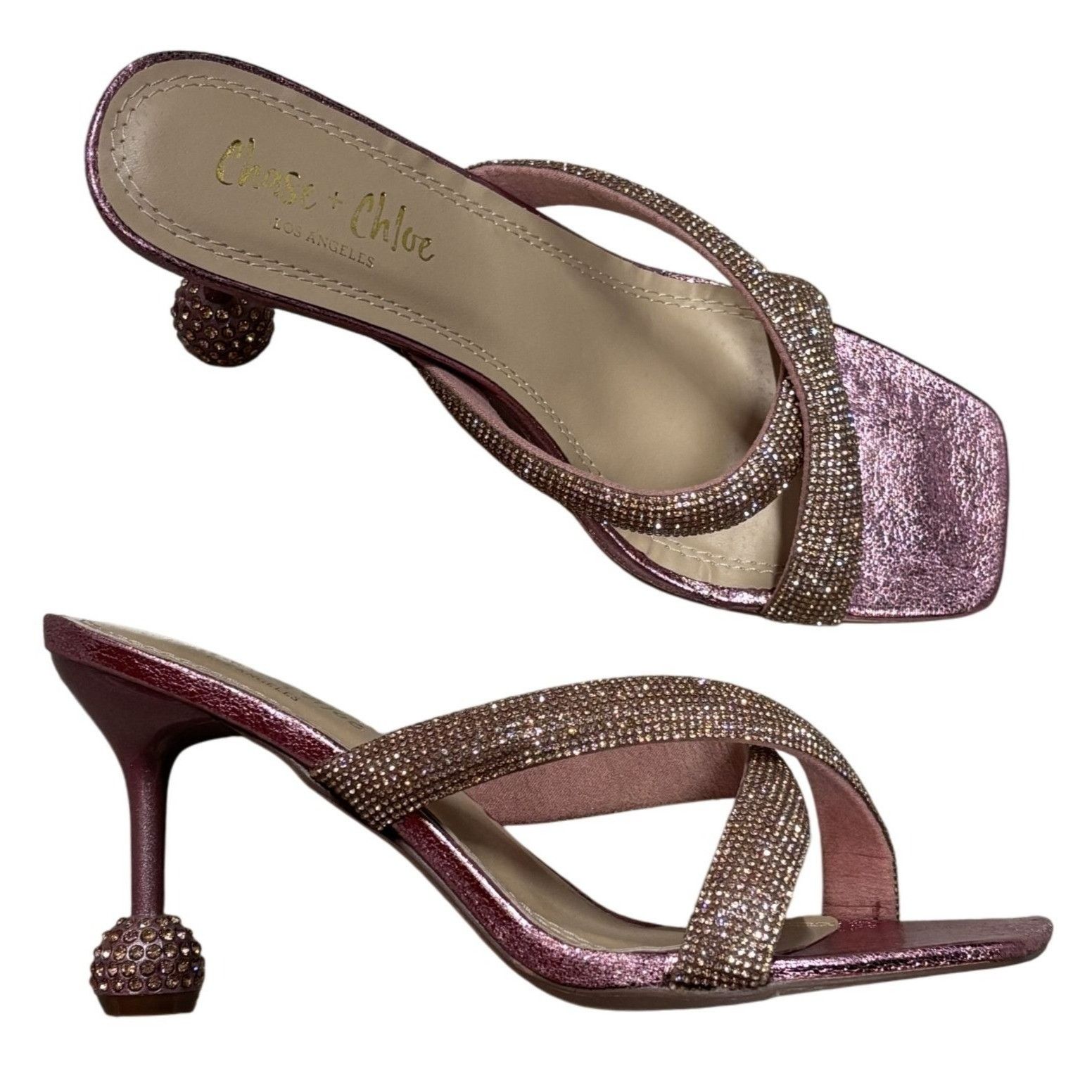 Other CHASE+CHLOE / Olla-1 / Pink / Rhinestone Embellished Cross-S Size US 8.5 / IT 38.5 - 3 Thumbnail