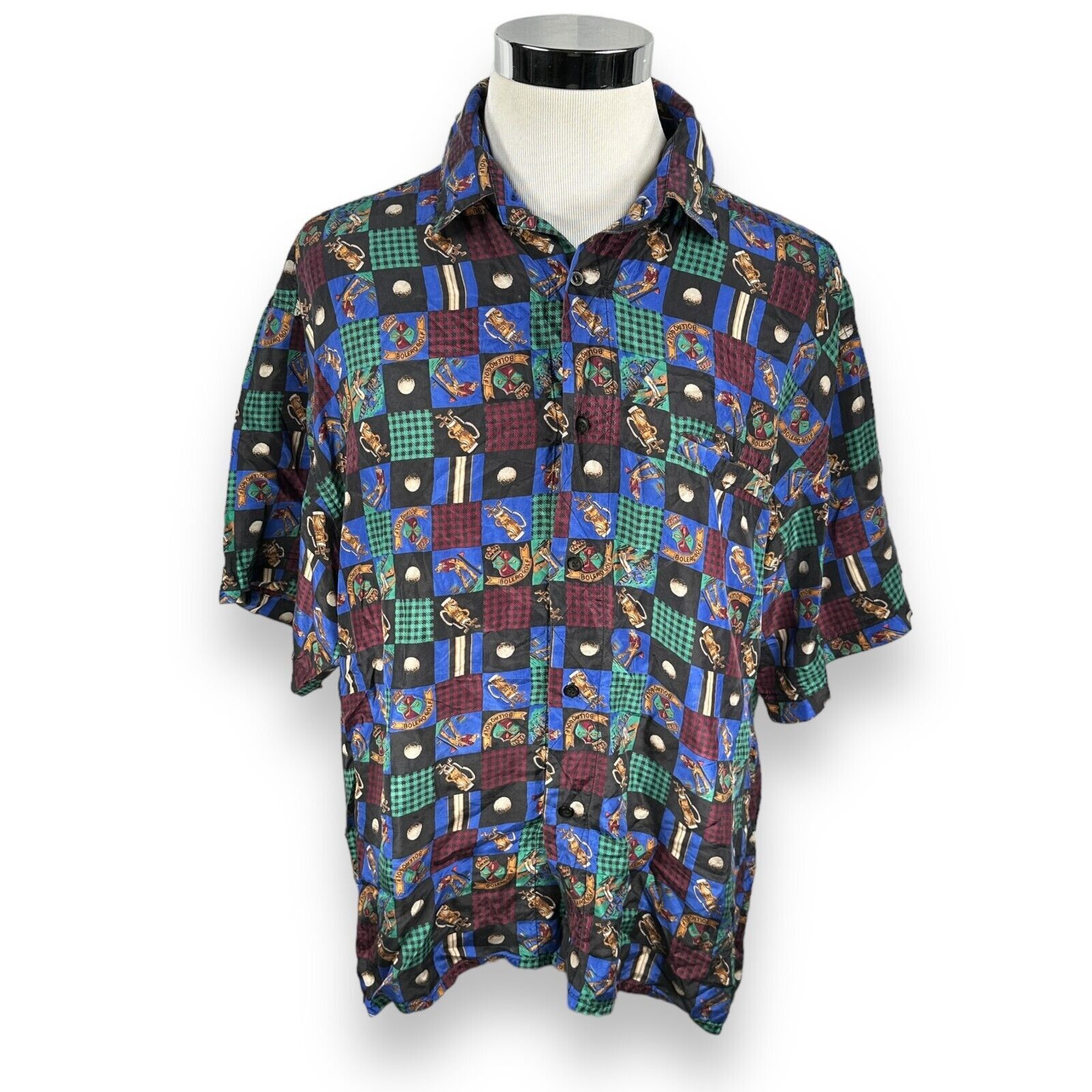 The Unbranded Brand Addiction Bolero Golf AOP Shirt Men's XL Blue Silk Button Up Size US XL / EU 56 / 4 - 1 Thumbnail