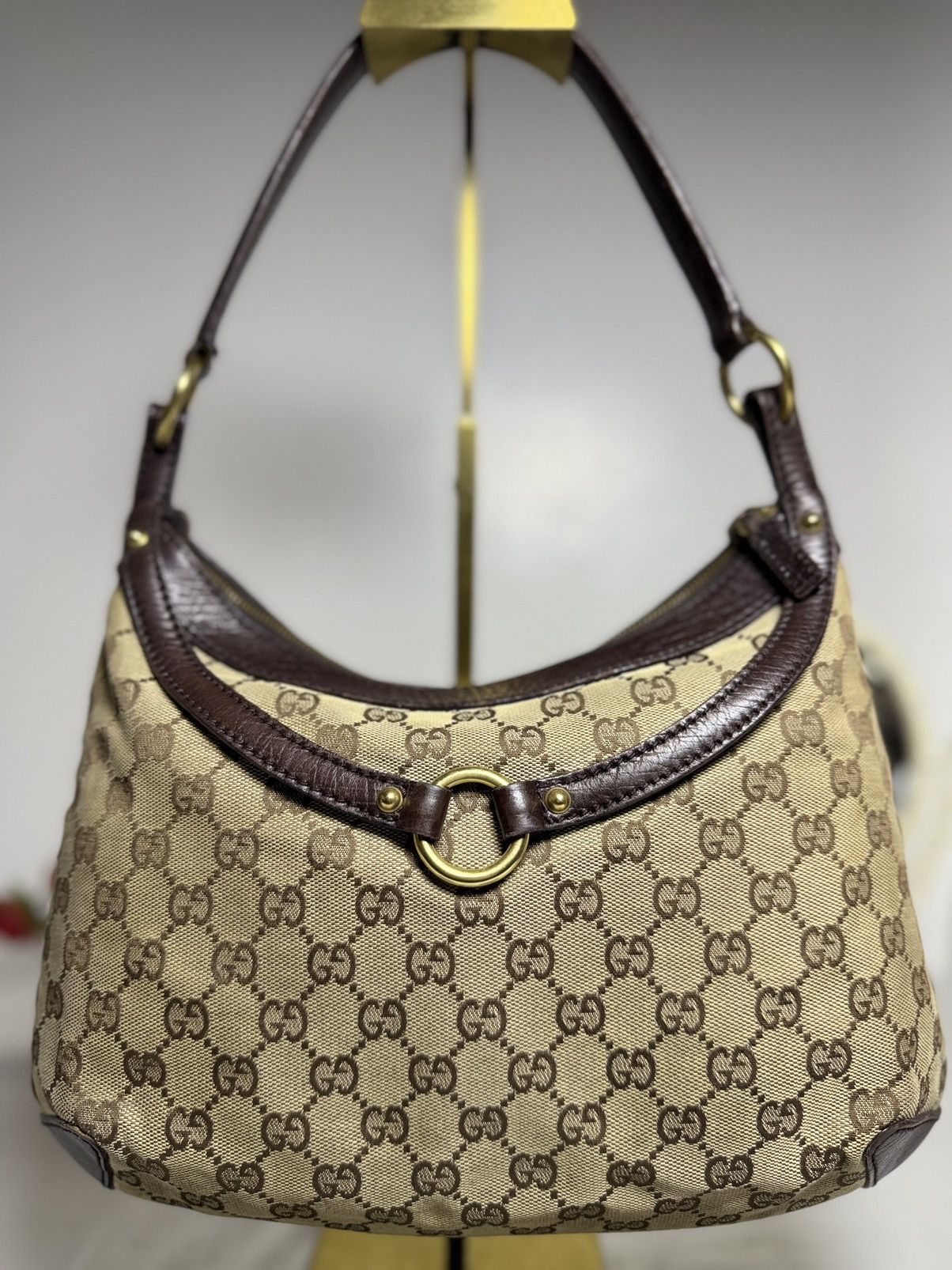 Gucci Authentic GUCCI Horsebit GG Canvas Brown Hobo Shoulder Bag Size ONE SIZE - 12 Thumbnail