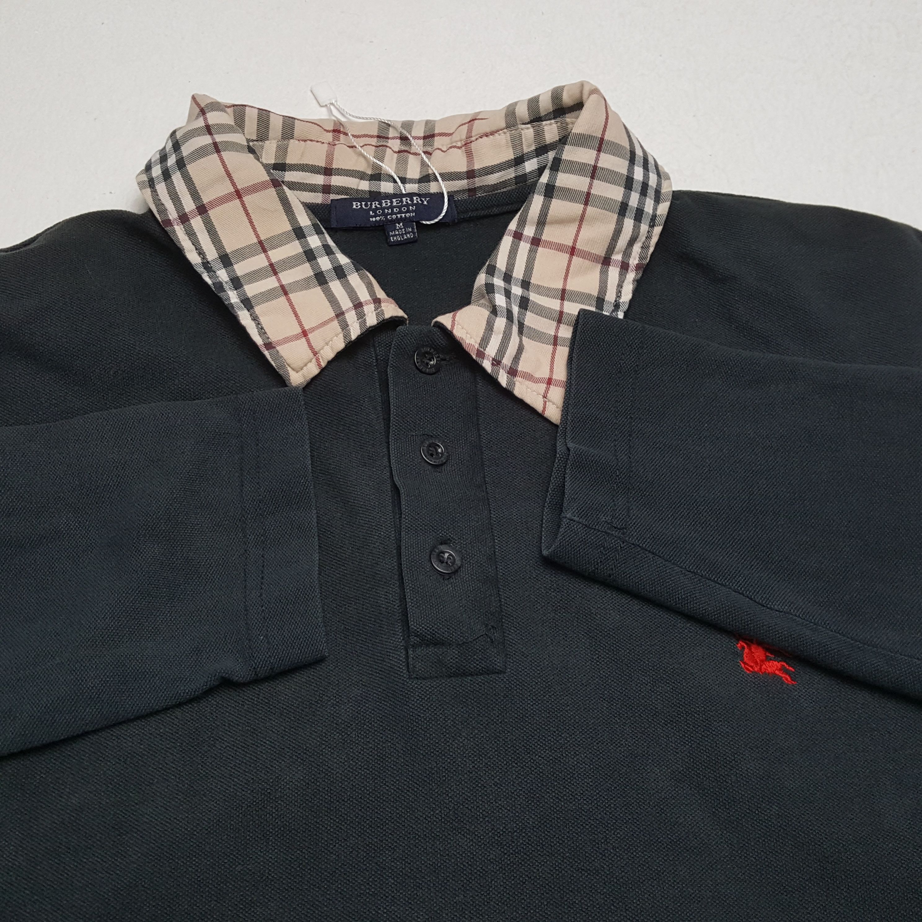Burberry × Vintage Vintage BURBERRY LONDON Nova Check Collar Design Polos Size US M / EU 48-50 / 2 - 8 Thumbnail