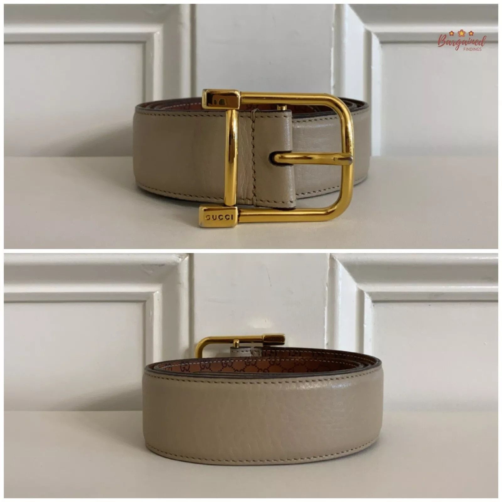 Gucci Gucci Taupe Calfskin Leather Gold Pin Buckle Belt Size ONE SIZE - 9 Thumbnail