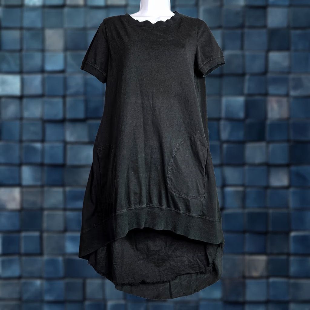 Vintage Marrakech Black Dress Women M Short Sleeve Layered Hi Low Pocket Dress Size 32" / US 10 / IT 46 - 1 Thumbnail