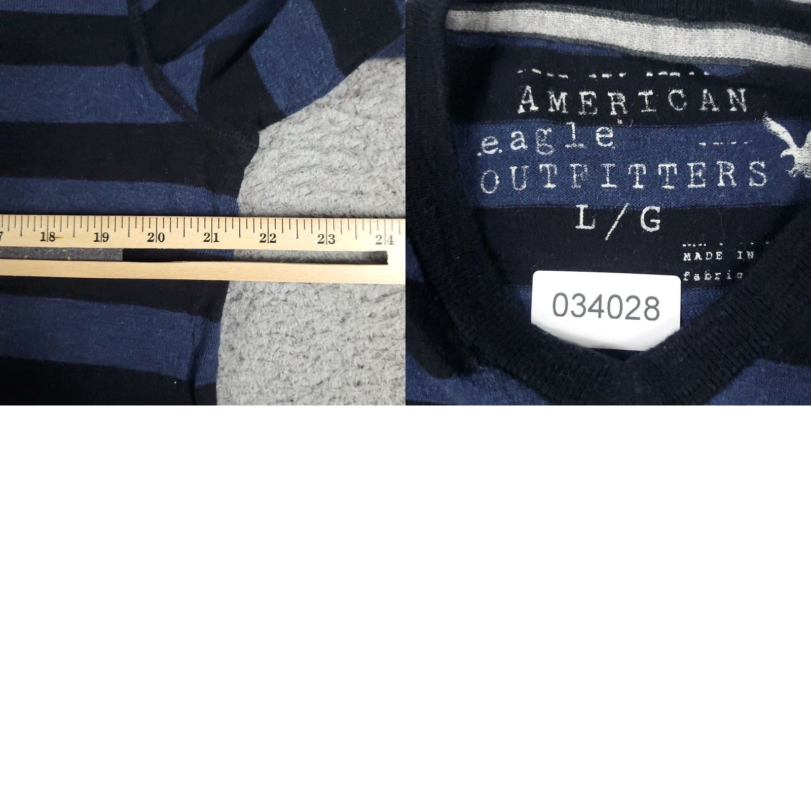American Eagle Outfitters American Eagle Blue Striped V Neck Sweater Mens Large Pullover Size US L / EU 52-54 / 3 - 8 Thumbnail
