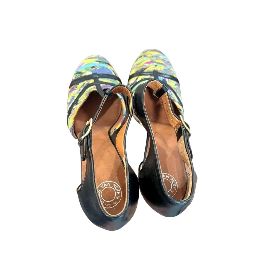 Dries Van Noten DRIES VAN NOTEN Pump Heel Women Multicolor T-Strap Leather Fabric 4.5" Stiletto Buckle Close Toe US 9 EUC GMO Size US 9 / IT 39 - 6 Thumbnail