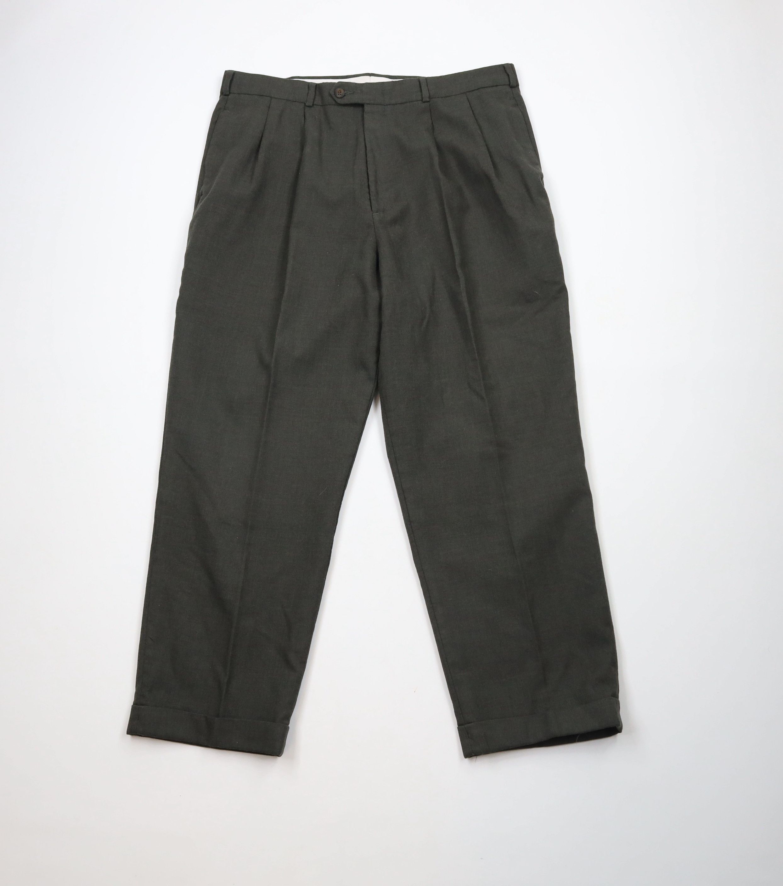 Vintage Vintage 90s Streetwear Herringbone Cuffed Wide Leg Pants Size US 36 / EU 52 - 1 Thumbnail