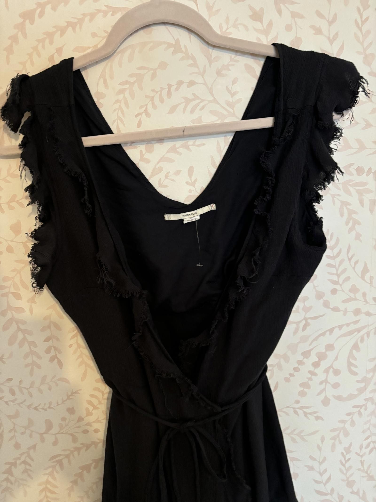 Designer NWOT Urban Outfitters Kimchi Blue Black Frayed Wrap Dress L Size L / US 10 / IT 46 - 3 Thumbnail