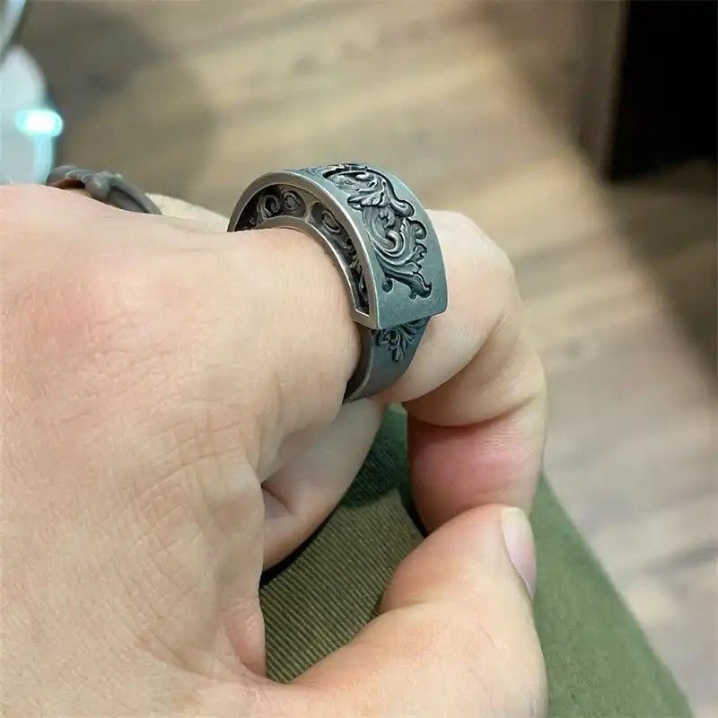 Designer × Jewelry × Vintage Dark Black Wave Ultra Fine Grain Sandblasted Eyes Design Size ONE SIZE - 1 Thumbnail