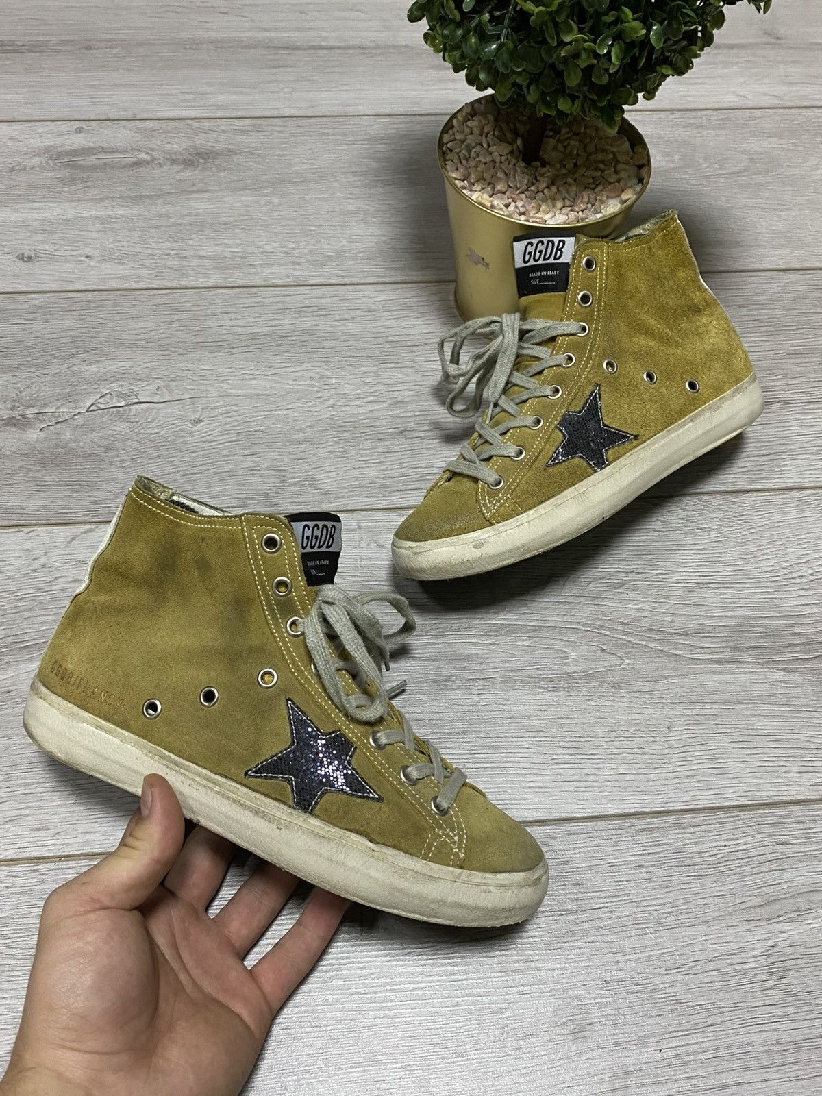 Golden Goose Francy High-Top Suede Sneakers Glitter Star