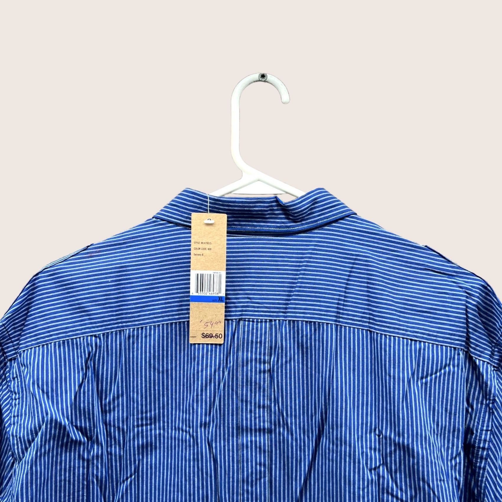 DKNY DKNY Shirt Men XL Blue Button-Down Striped Slim Fit Dress NEW Size 46R - 1 Thumbnail