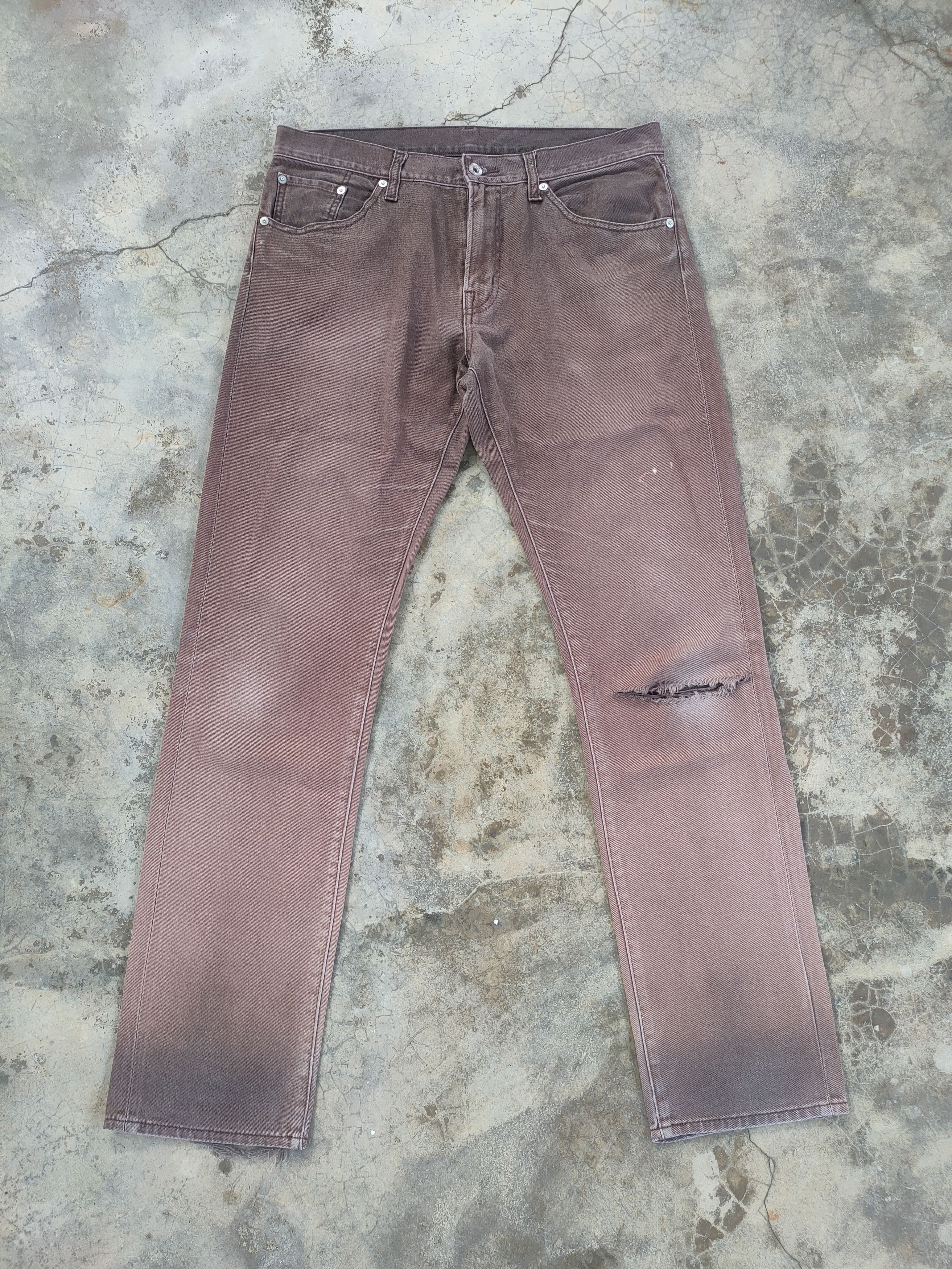 Japanese Brand VINTAGE SLIM FIT JAPANESE FADED BROWN DISTRESSED JEAN PANTS Size US 34 / EU 50 - 4 Thumbnail