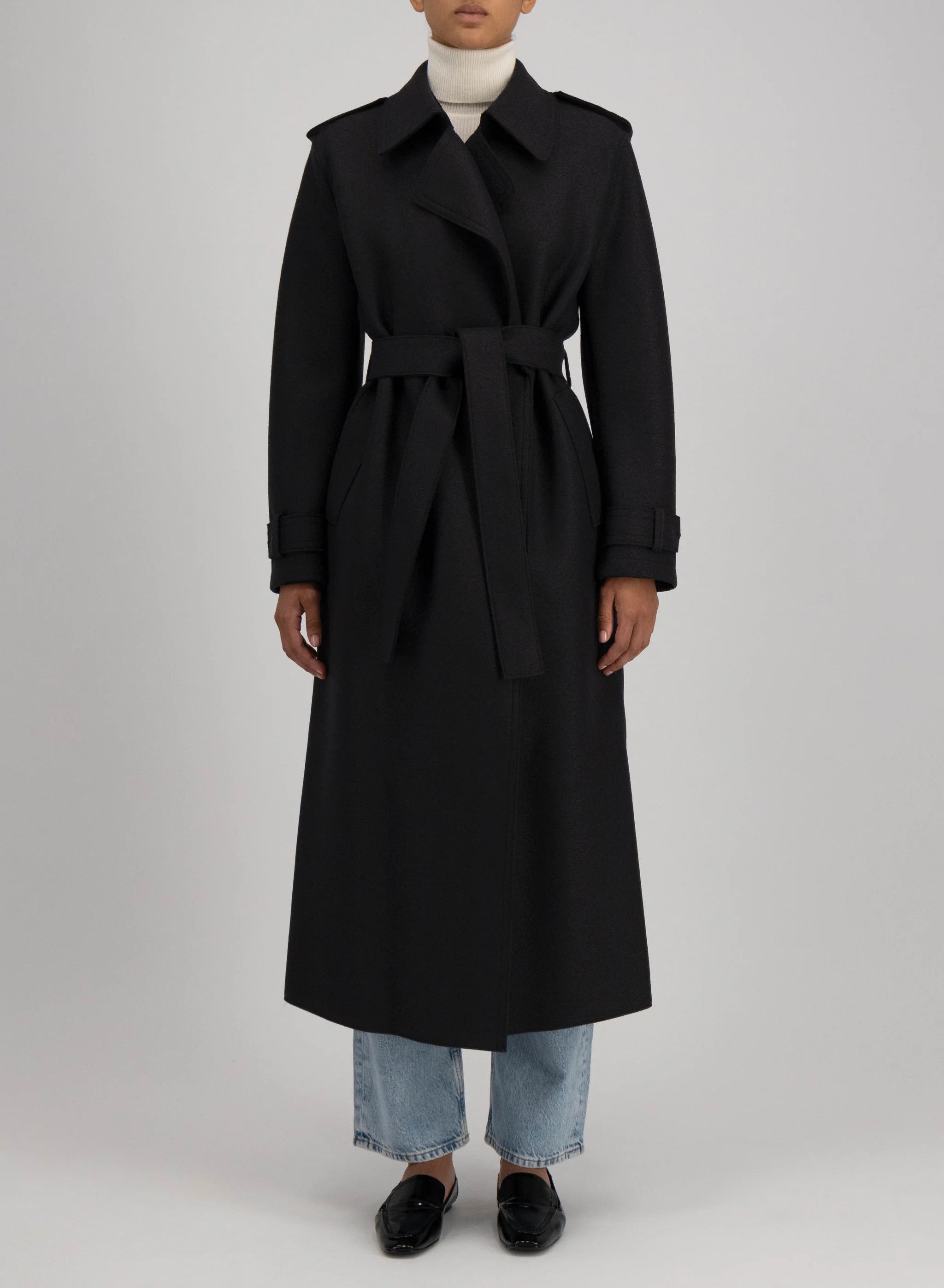 Harris Wharf London o1s22i1n1024 Pressed Wool Robe Coat in Black Size M / US 6-8 / IT 42-44 - 3 Thumbnail
