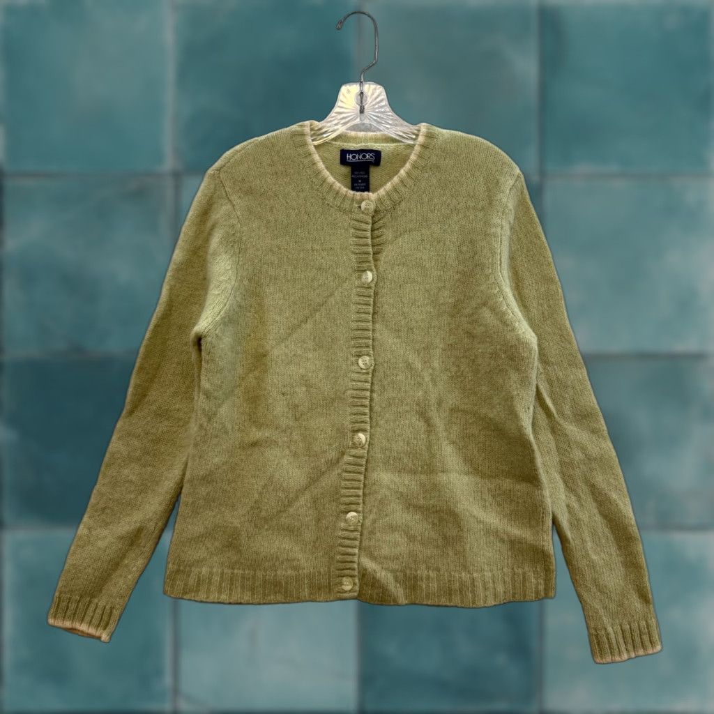 Vintage VINTAGE Honors Wool Cardigan Sweater Medium Womens Green Knit 1990s M Wool Green Womens Size M / US 6-8 / IT 42-44 - 1 Thumbnail