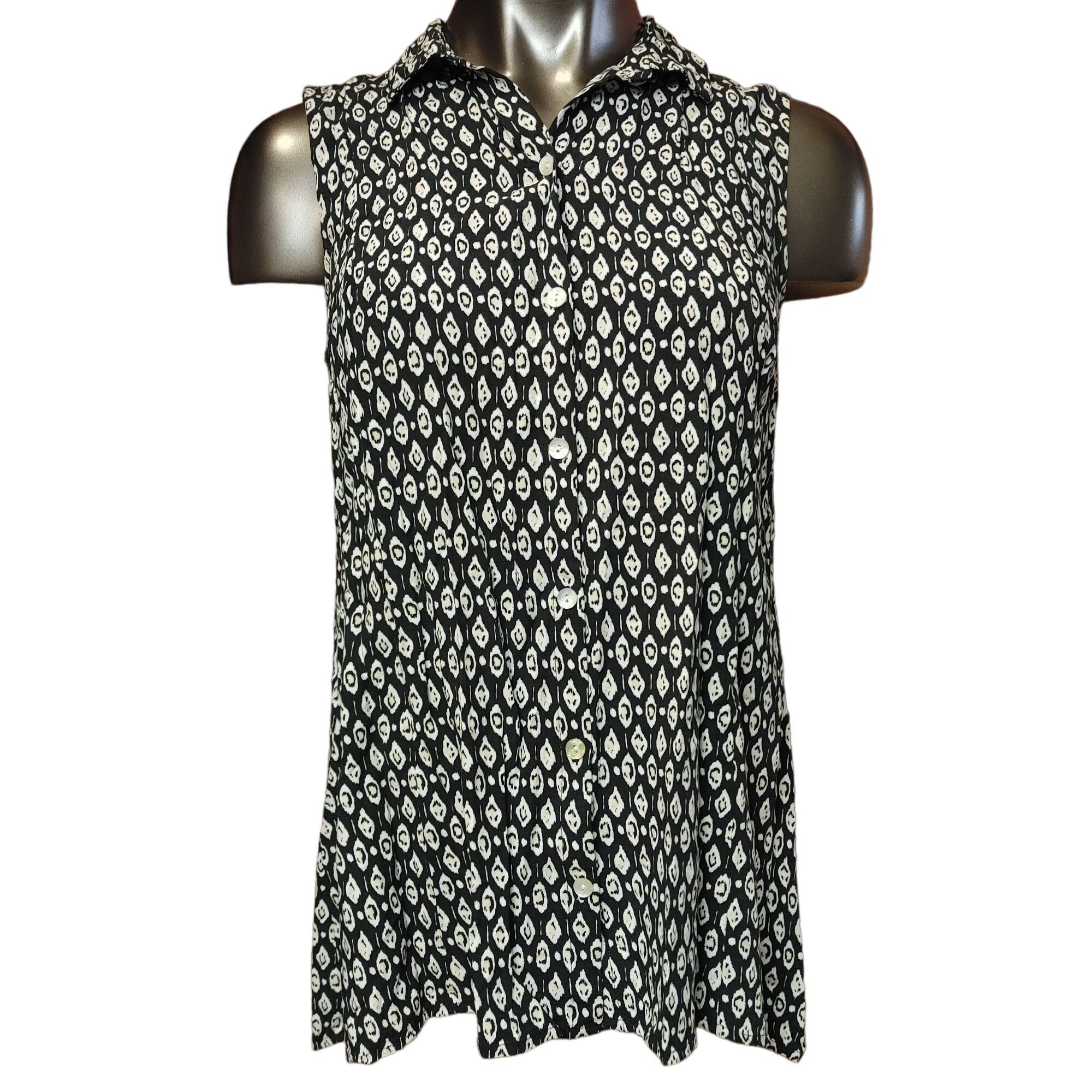 Other J. Jill Women's Black & White Button Down Sleeveless Top S Size S / US 4 / IT 40 - 1 Thumbnail