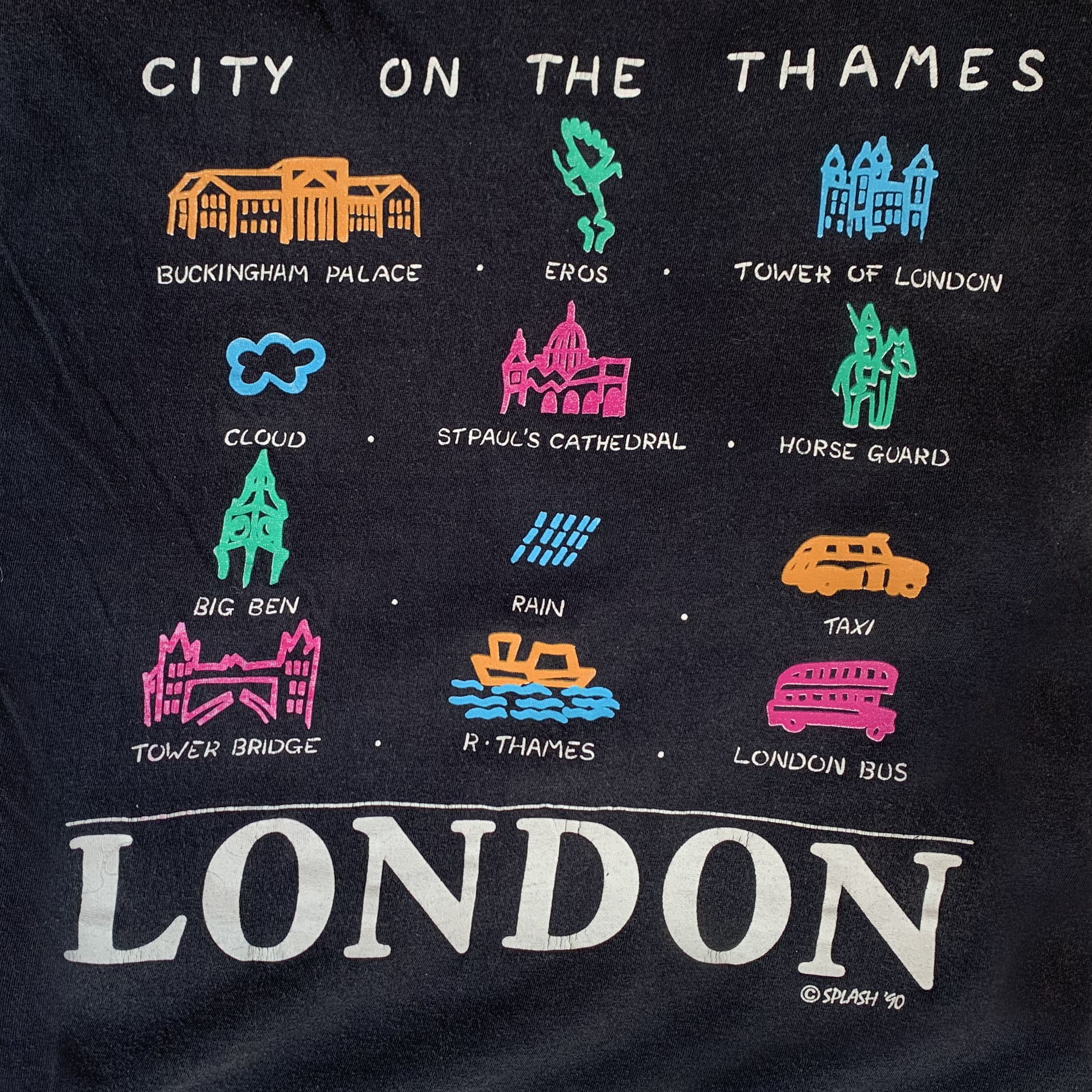 Other Vintage 1990s LONDON t shirt Single Stitch Tee 80s Faded Size US XL / EU 56 / 4 - 4 Thumbnail