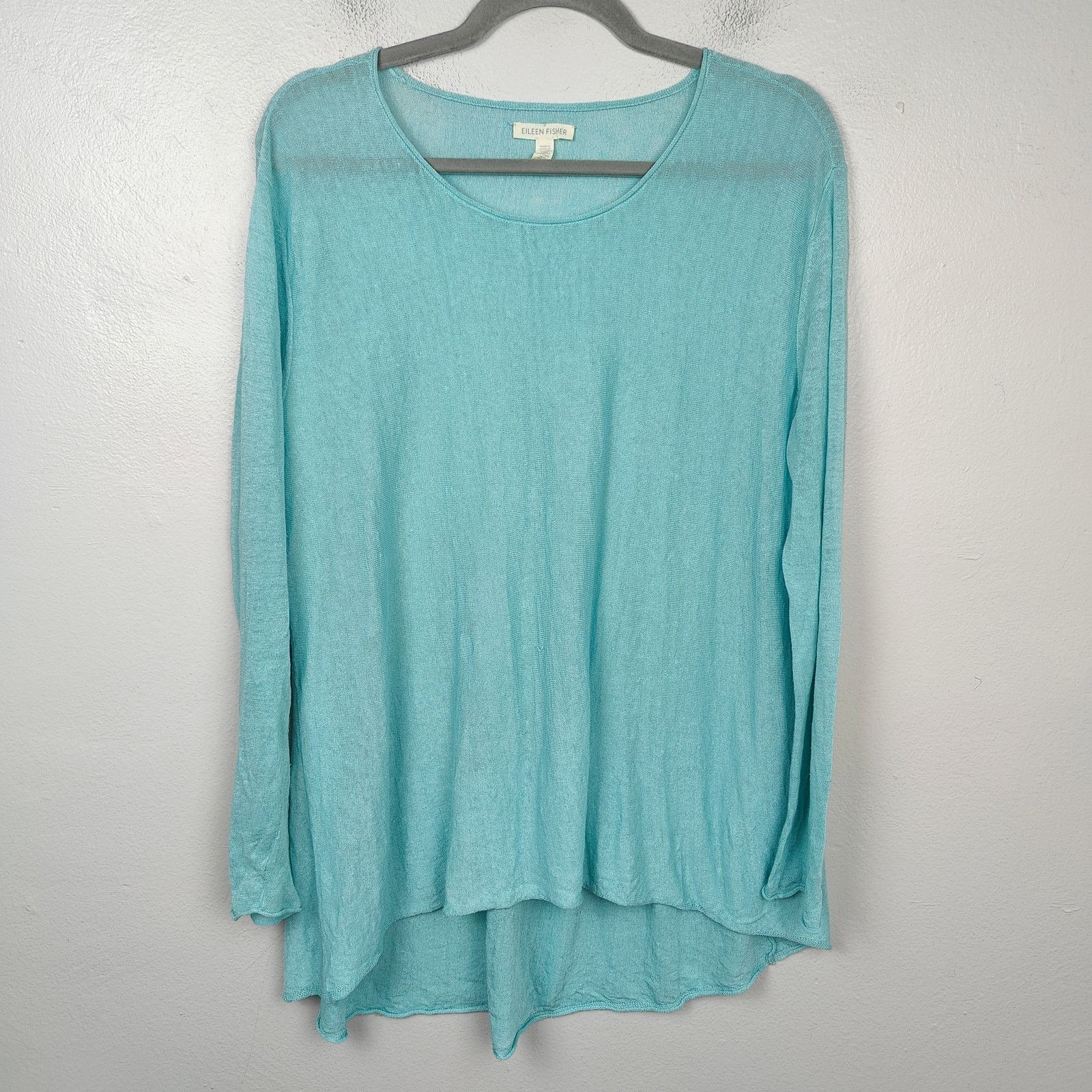 Eileen Fisher Eileen Fisher Semi-Sheer Linen Top Womens Medium Teal Green Size M / US 6-8 / IT 42-44 - 1 Thumbnail